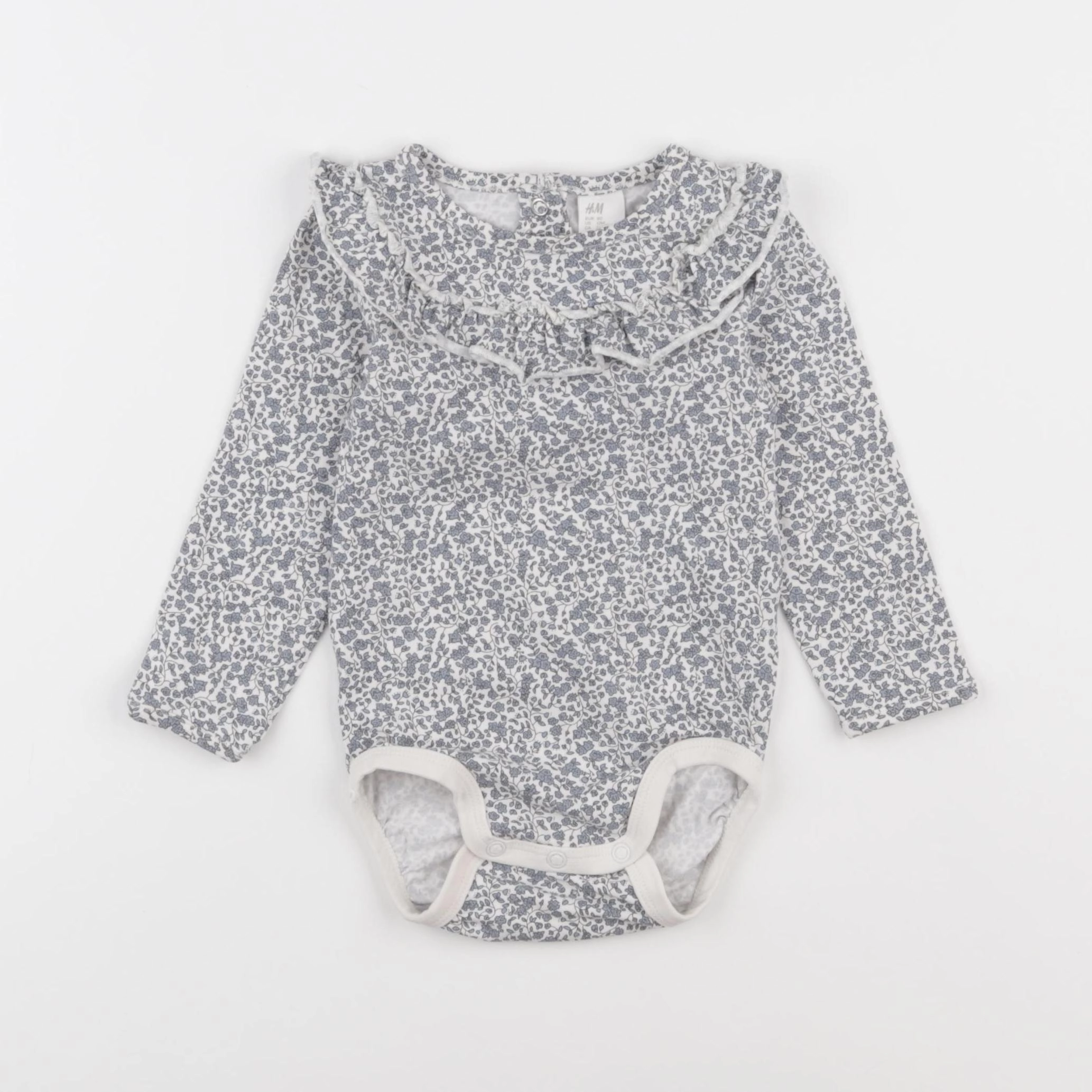 H&M - body à col bleu - 9/12 mois