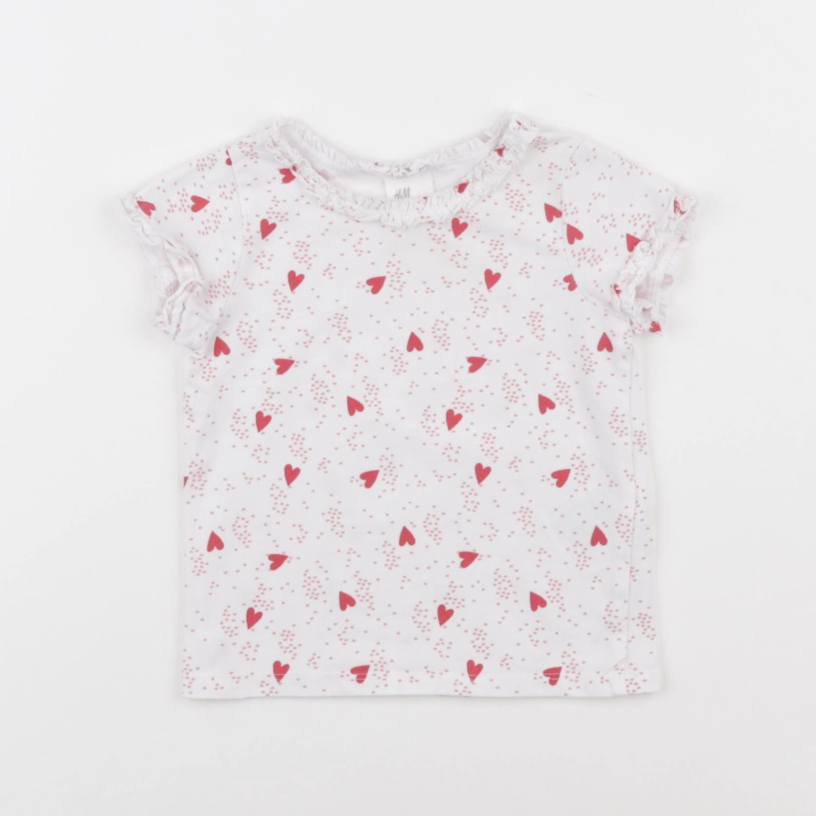H&M - tee-shirt blanc, rouge - 3/6 mois