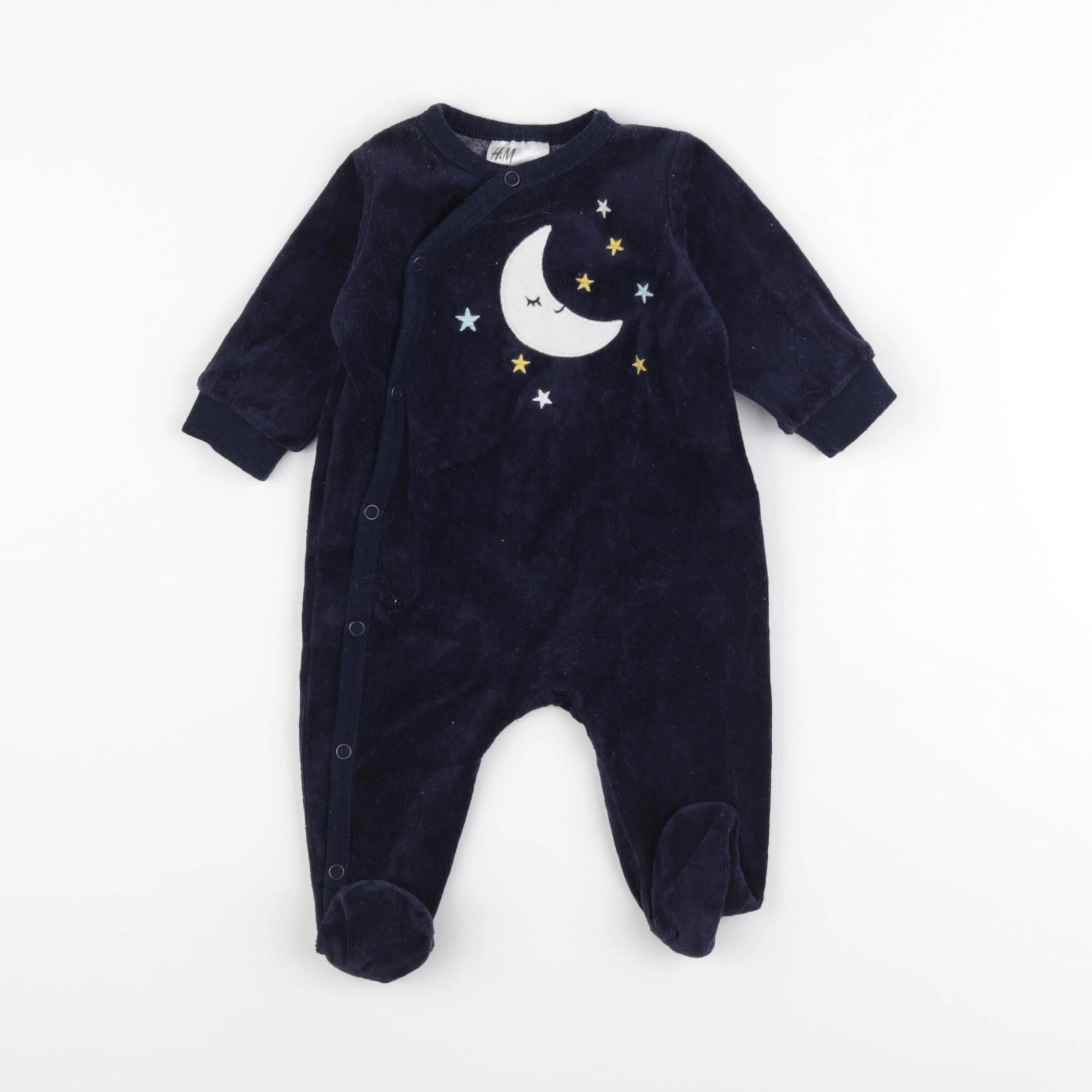 H&M - pyjama velours bleu - 1 mois