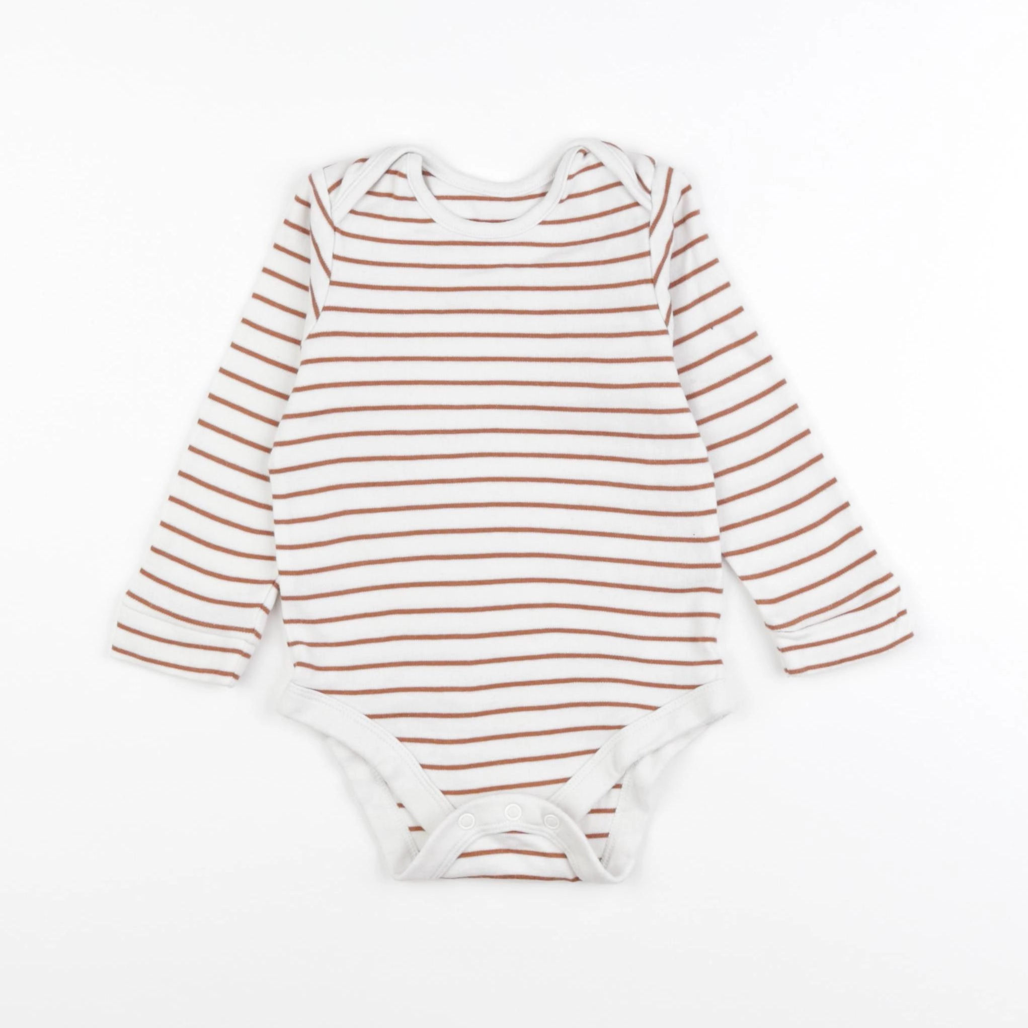 Marks & Spencer  - body blanc, marron - 12/18 mois