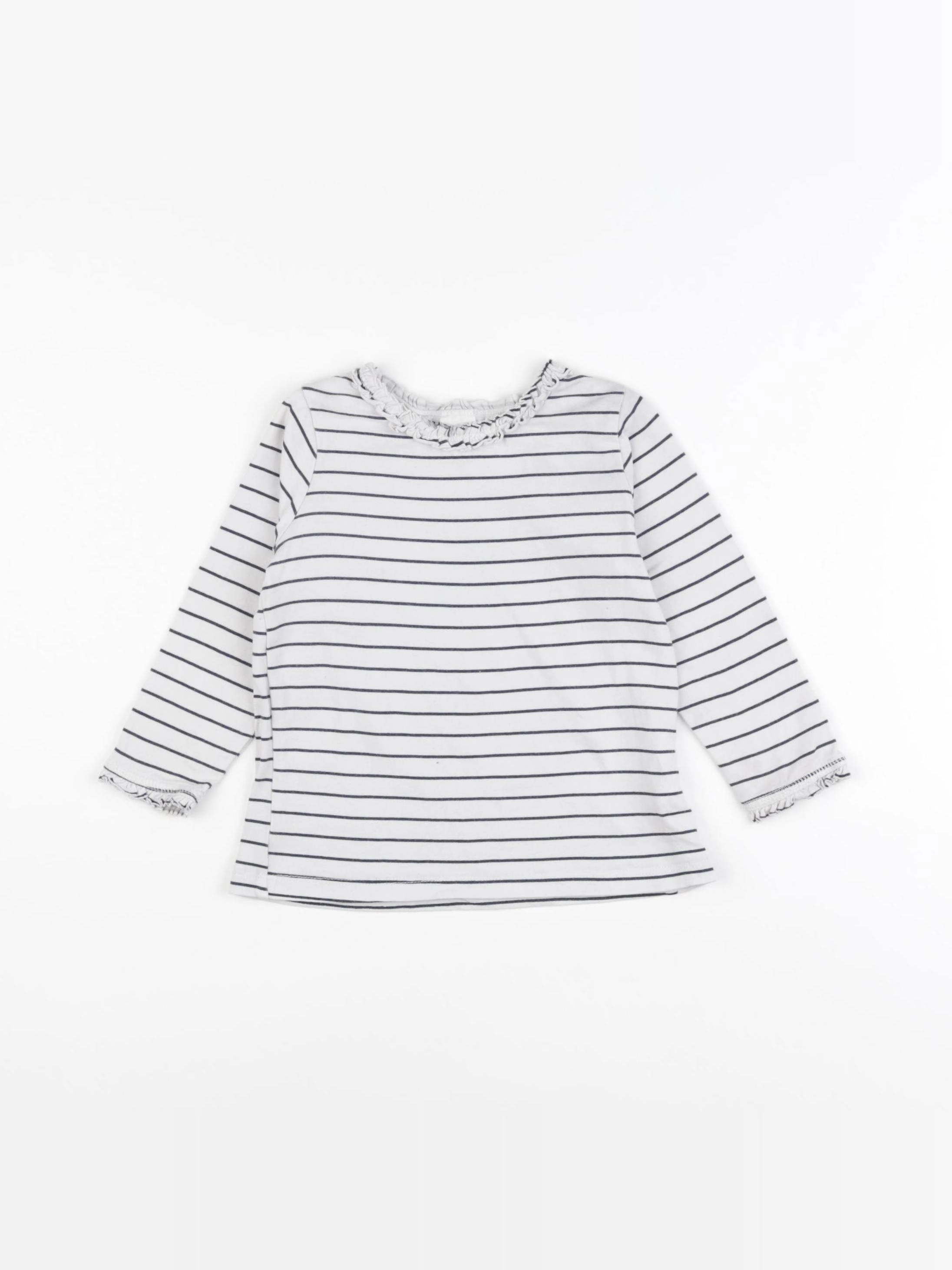 H&M - tee-shirt blanc, bleu - 12/18 mois