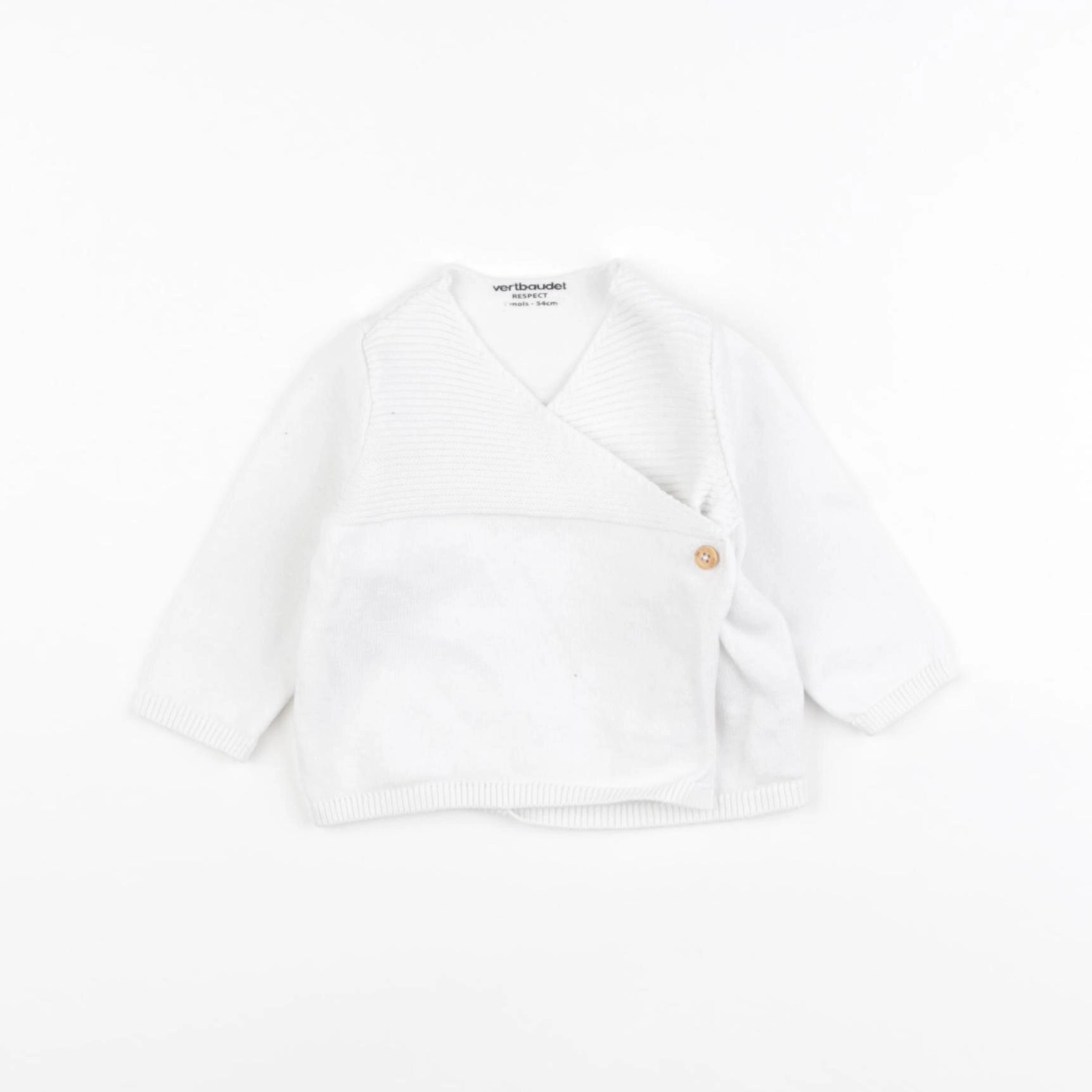 Vertbaudet - pull blanc - 1 mois