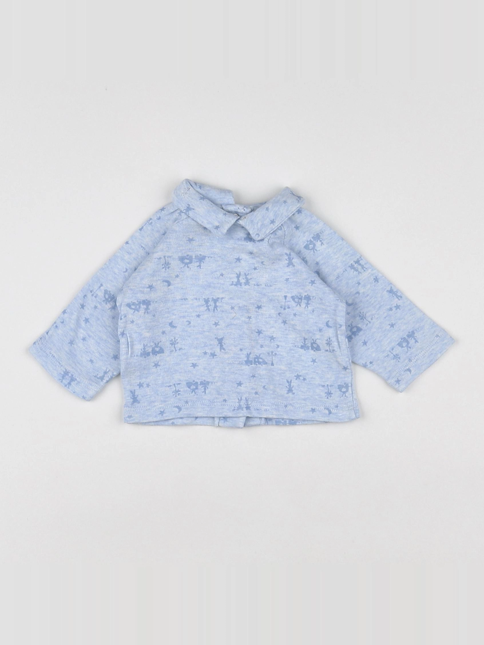 Petit Bateau - polo bleu - 0 mois