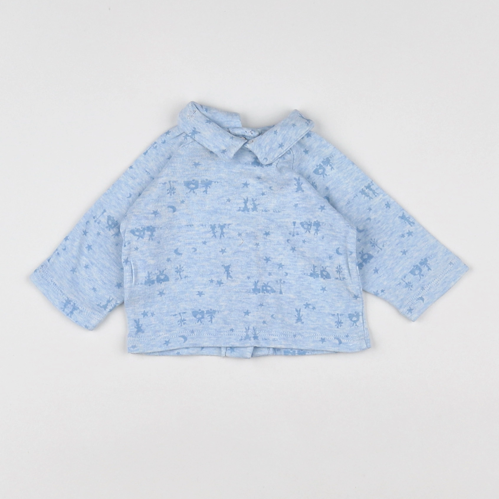 Petit Bateau - polo bleu - 0 mois