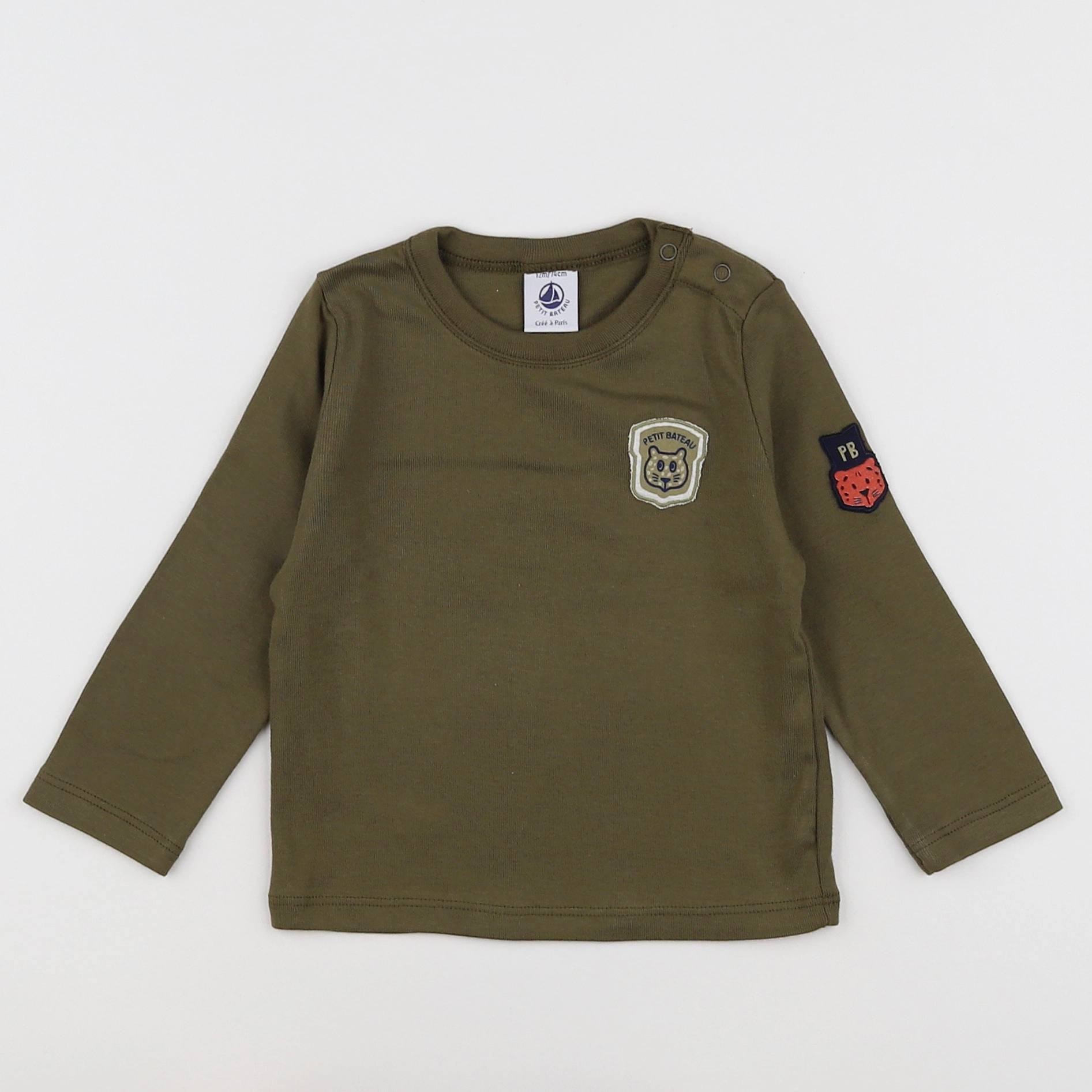 Petit Bateau - tee-shirt vert - 12 mois