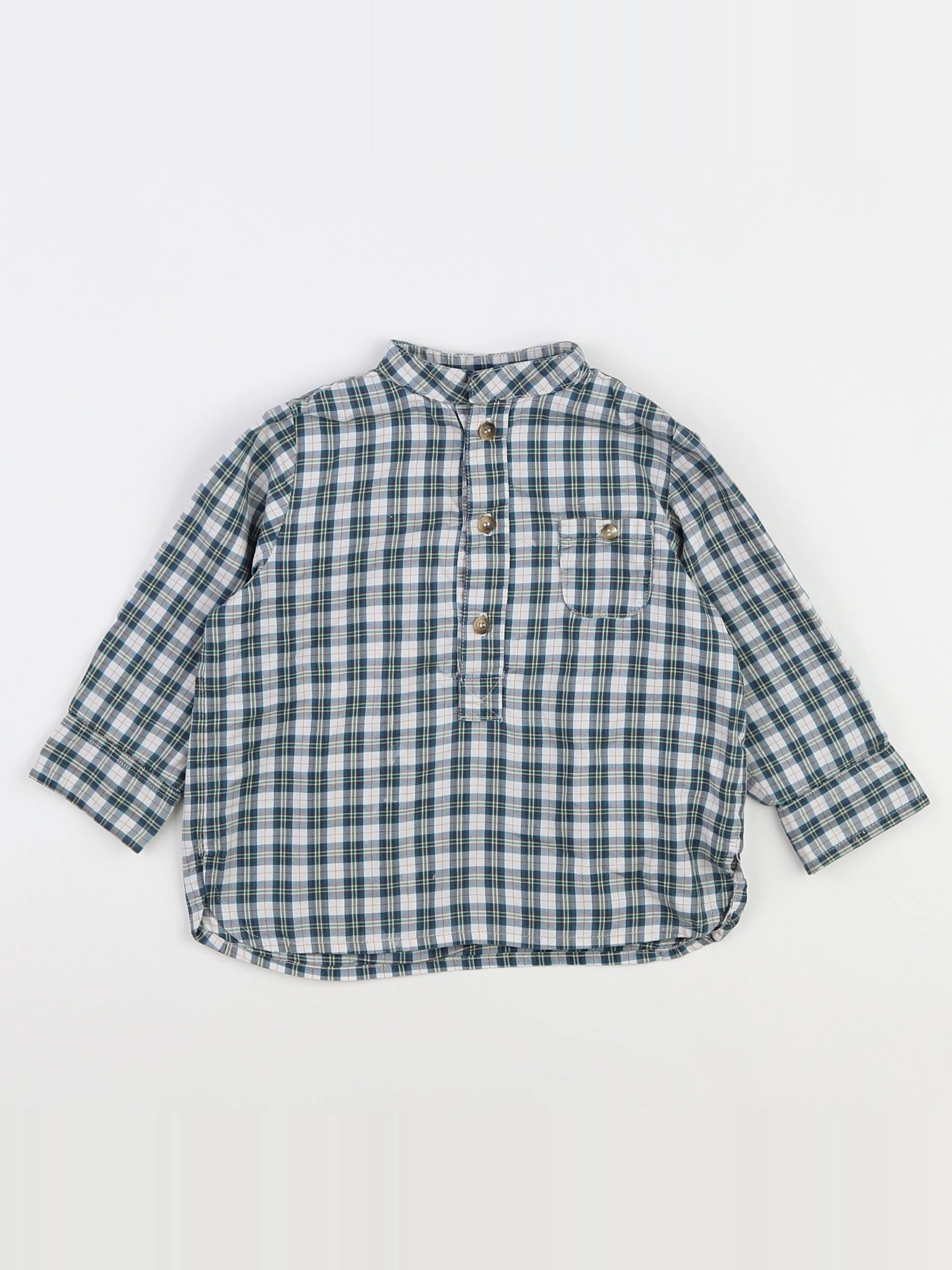 Bonton - chemise blanc, bleu - 18 mois