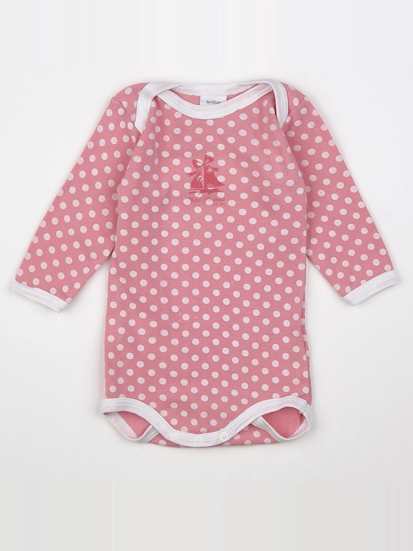 Petit Bateau - body rose, blanc - 3 mois