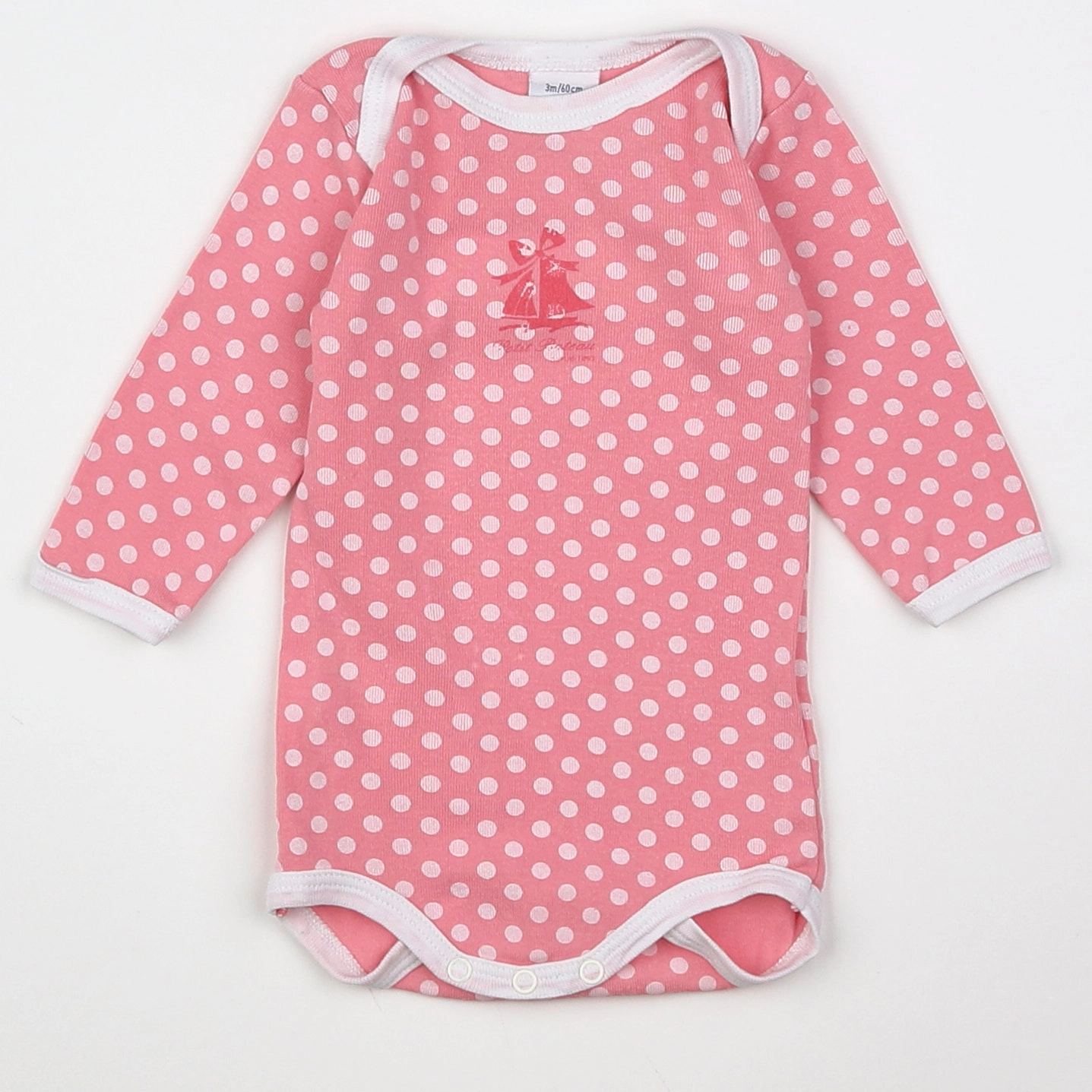 Petit Bateau - body rose, blanc - 3 mois