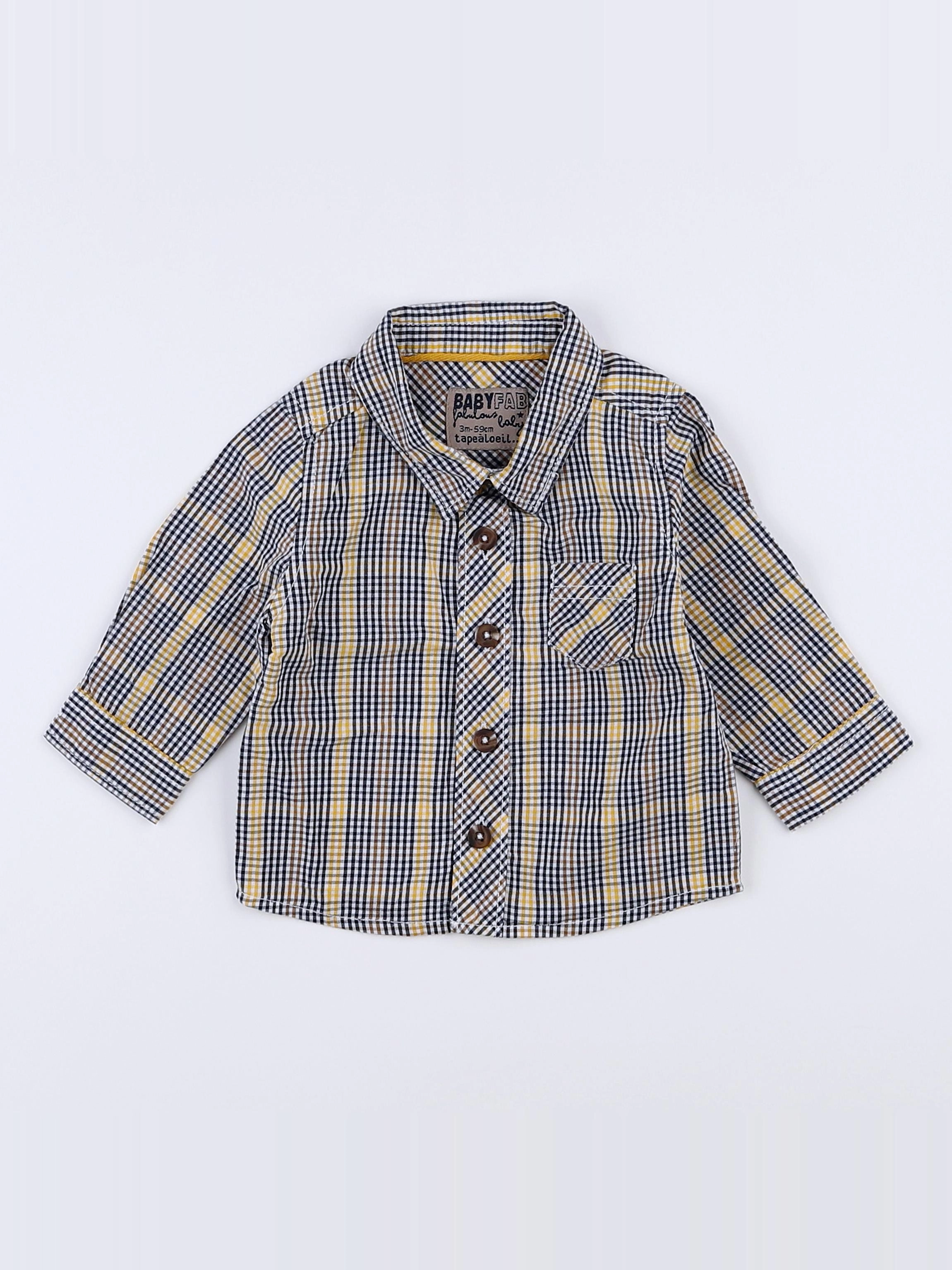 Tape à l'oeil - chemise jaune, bleu - 3 mois