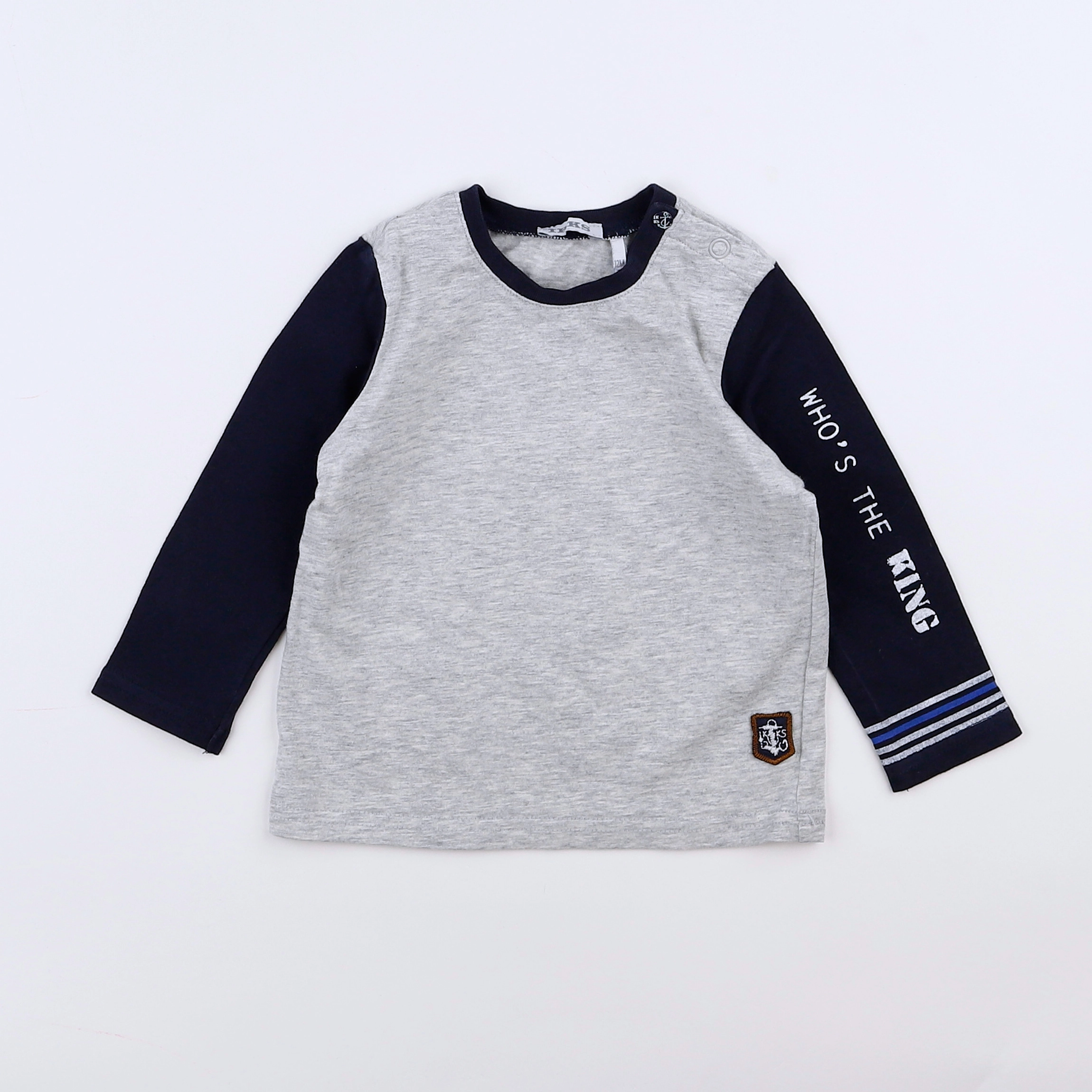 IKKS - tee-shirt gris, bleu - 12 mois