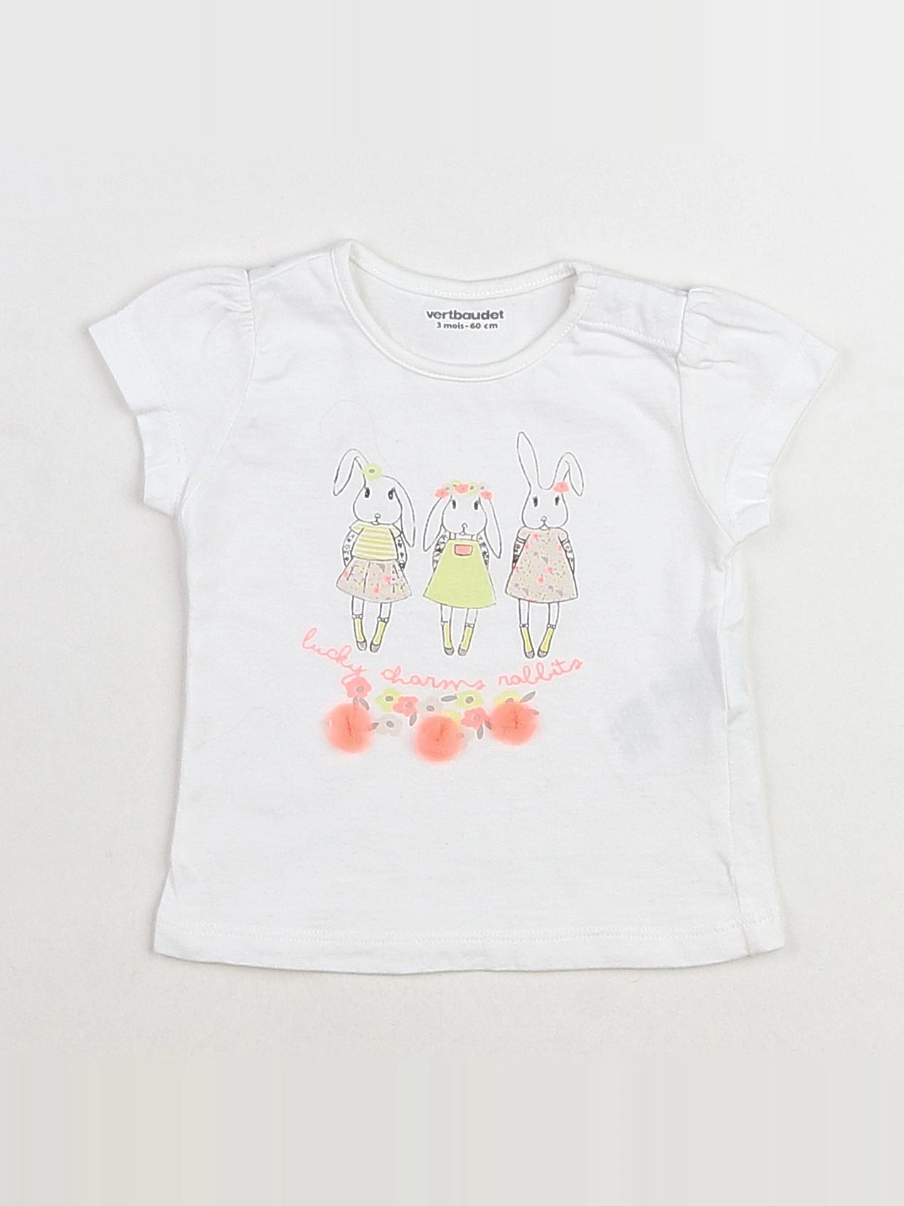 Vertbaudet - tee-shirt blanc - 3 mois