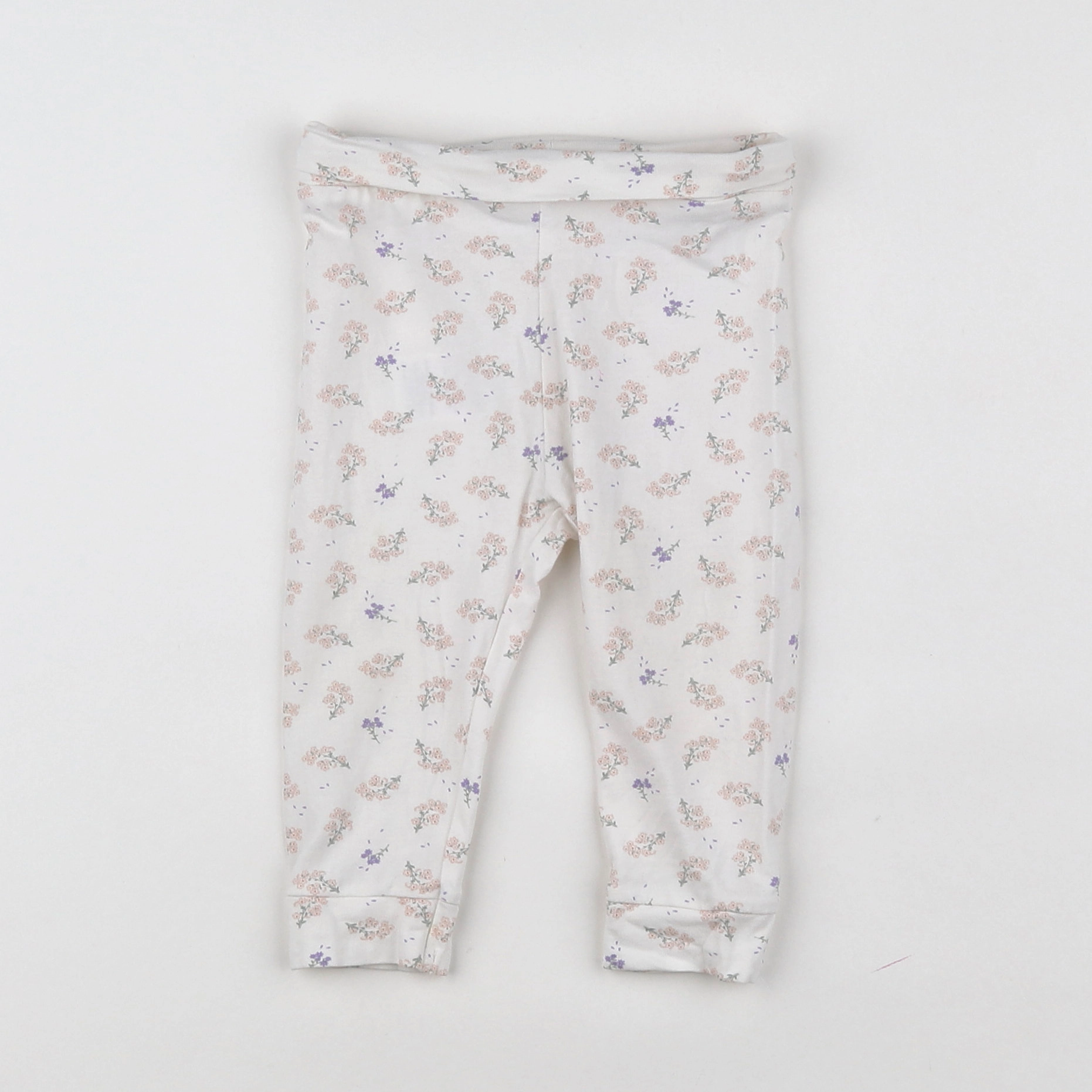 Vertbaudet - legging blanc, rose - 9 mois