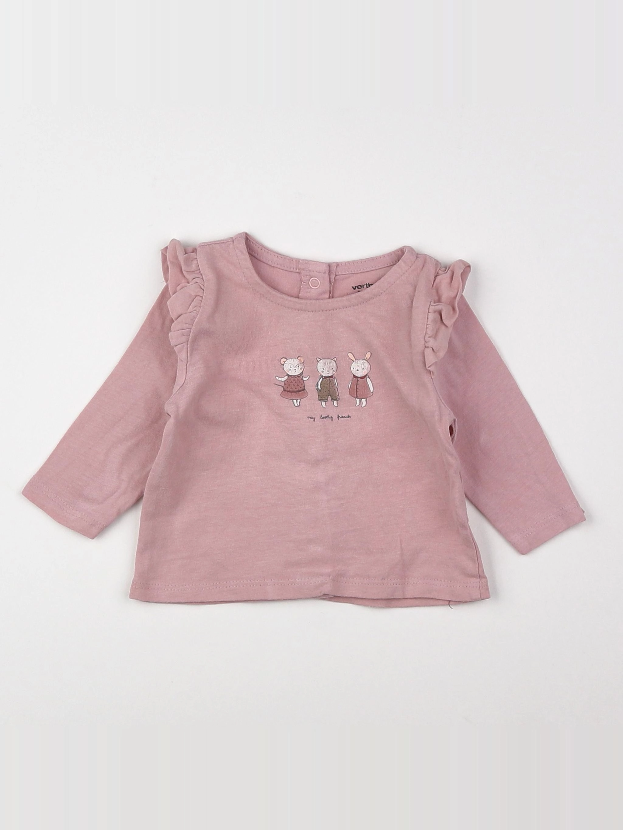 Vertbaudet - tee-shirt rose - 1 mois