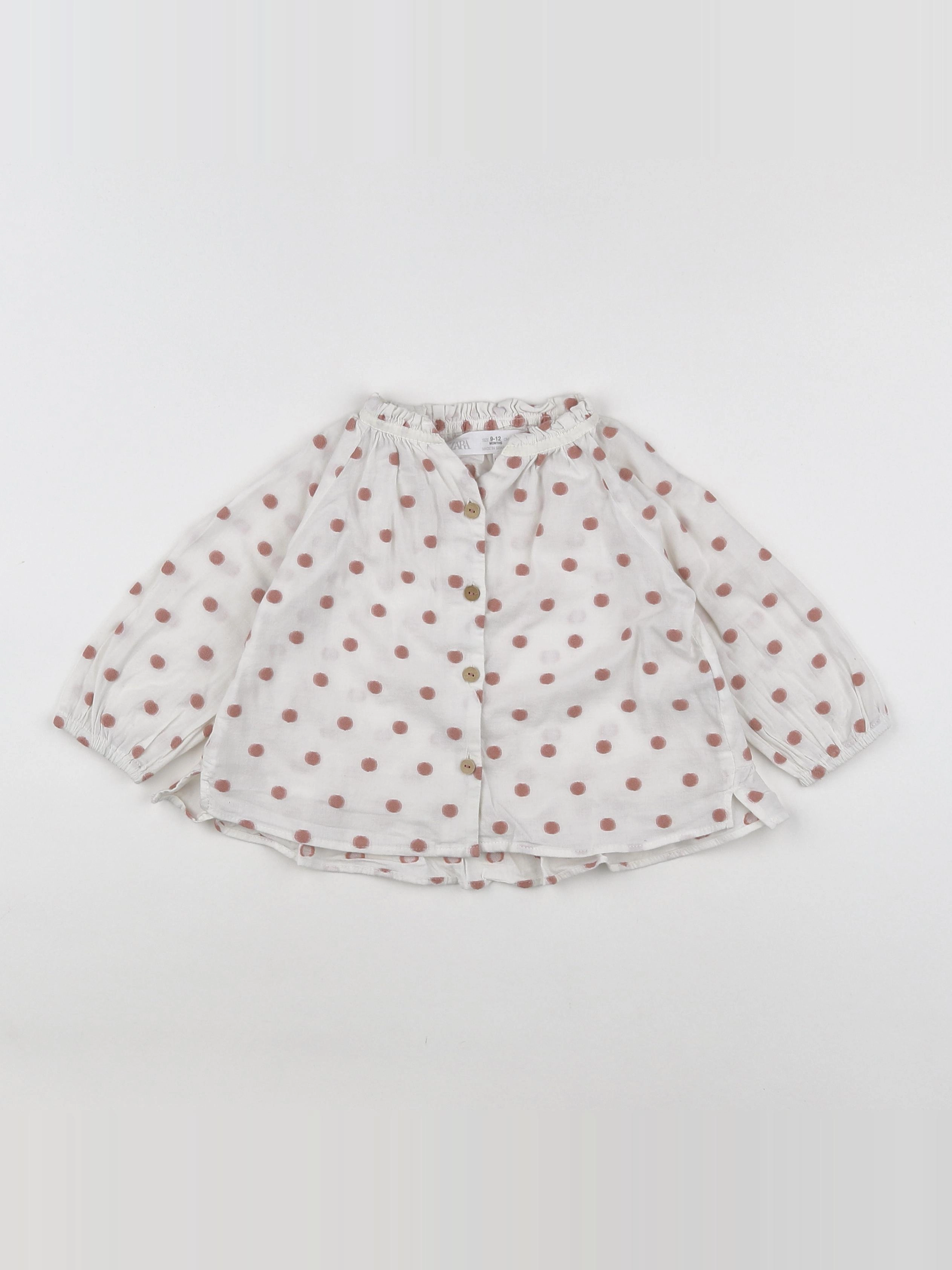 Zara - blouse blanc, rose - 9/12 mois