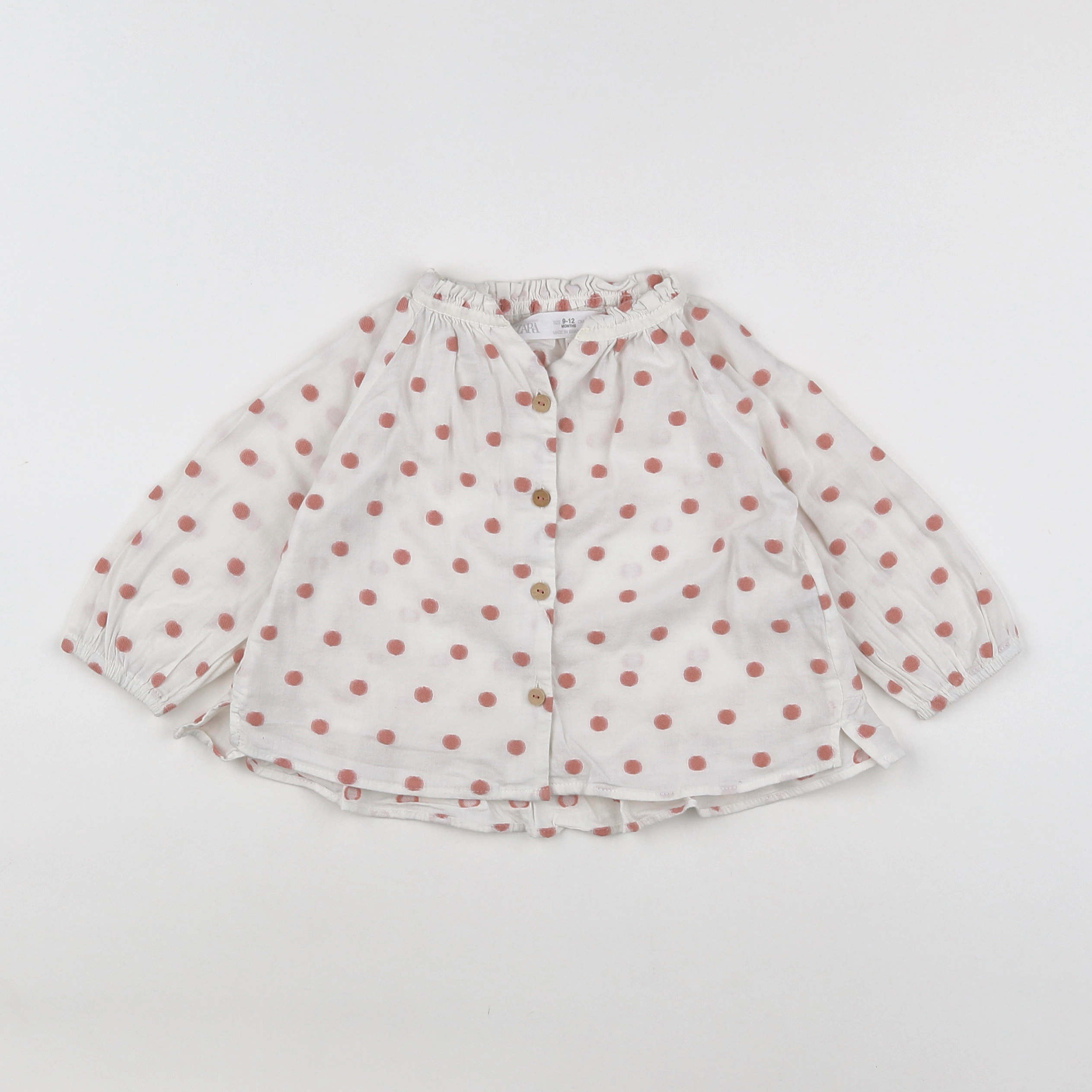 Zara - blouse blanc, rose - 9/12 mois