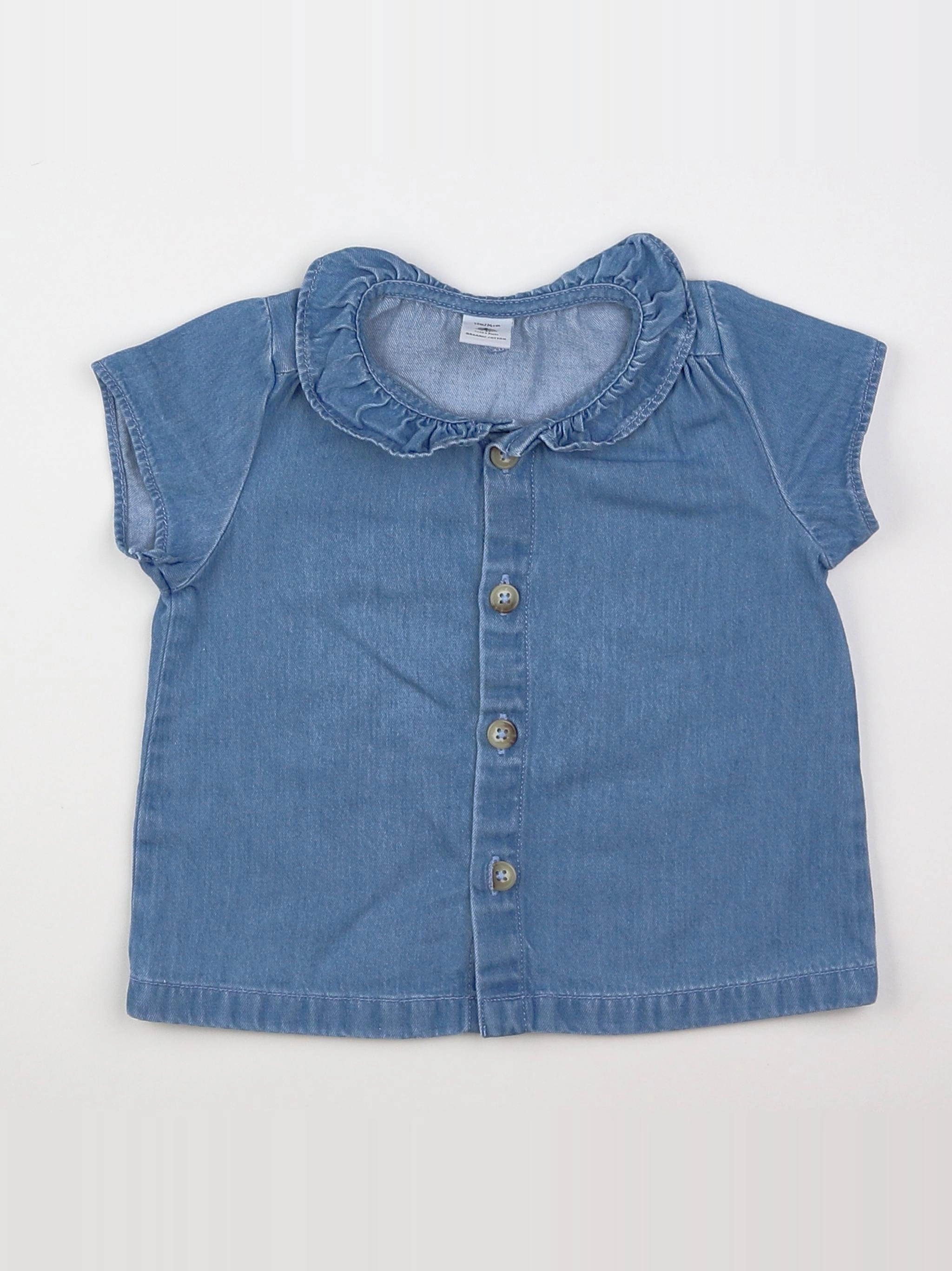 Petit Bateau - blouse bleu - 12 mois