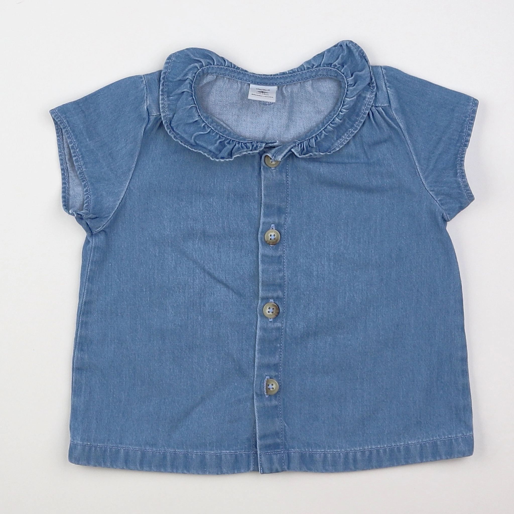 Petit Bateau - blouse bleu - 12 mois