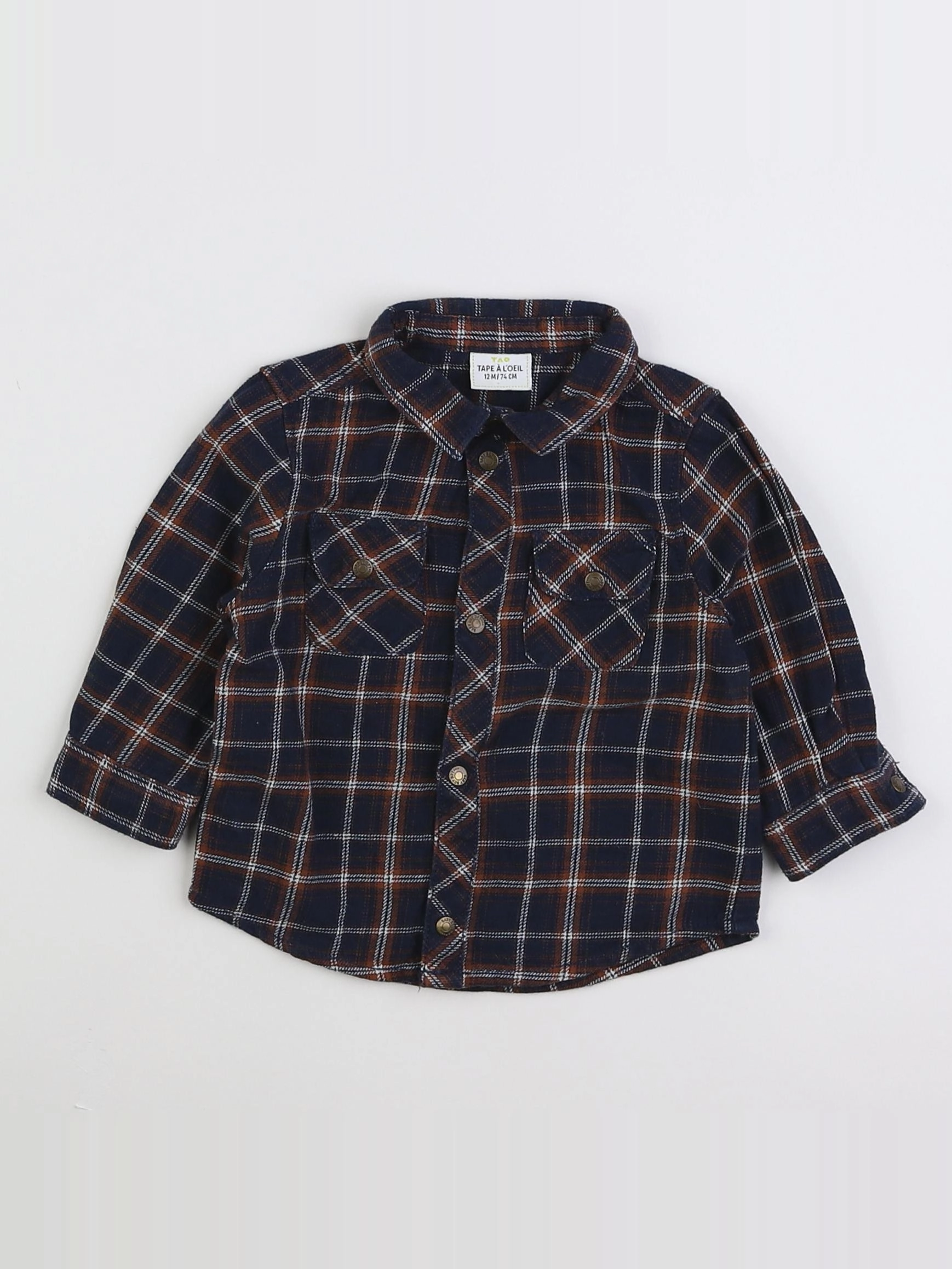Tape à l'oeil - chemise bleu, marron - 12 mois