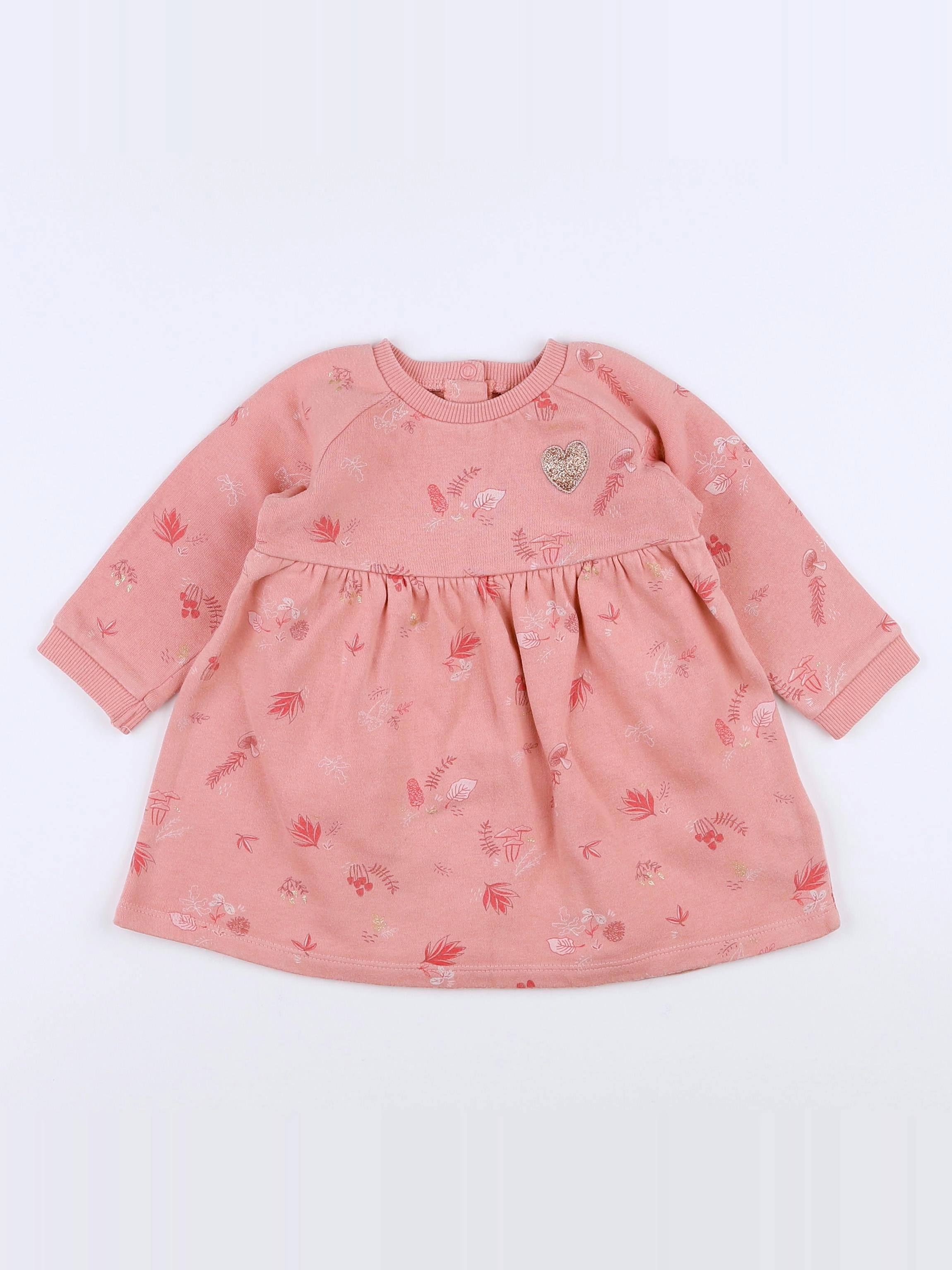 Vertbaudet - robe rose, or - 12 mois