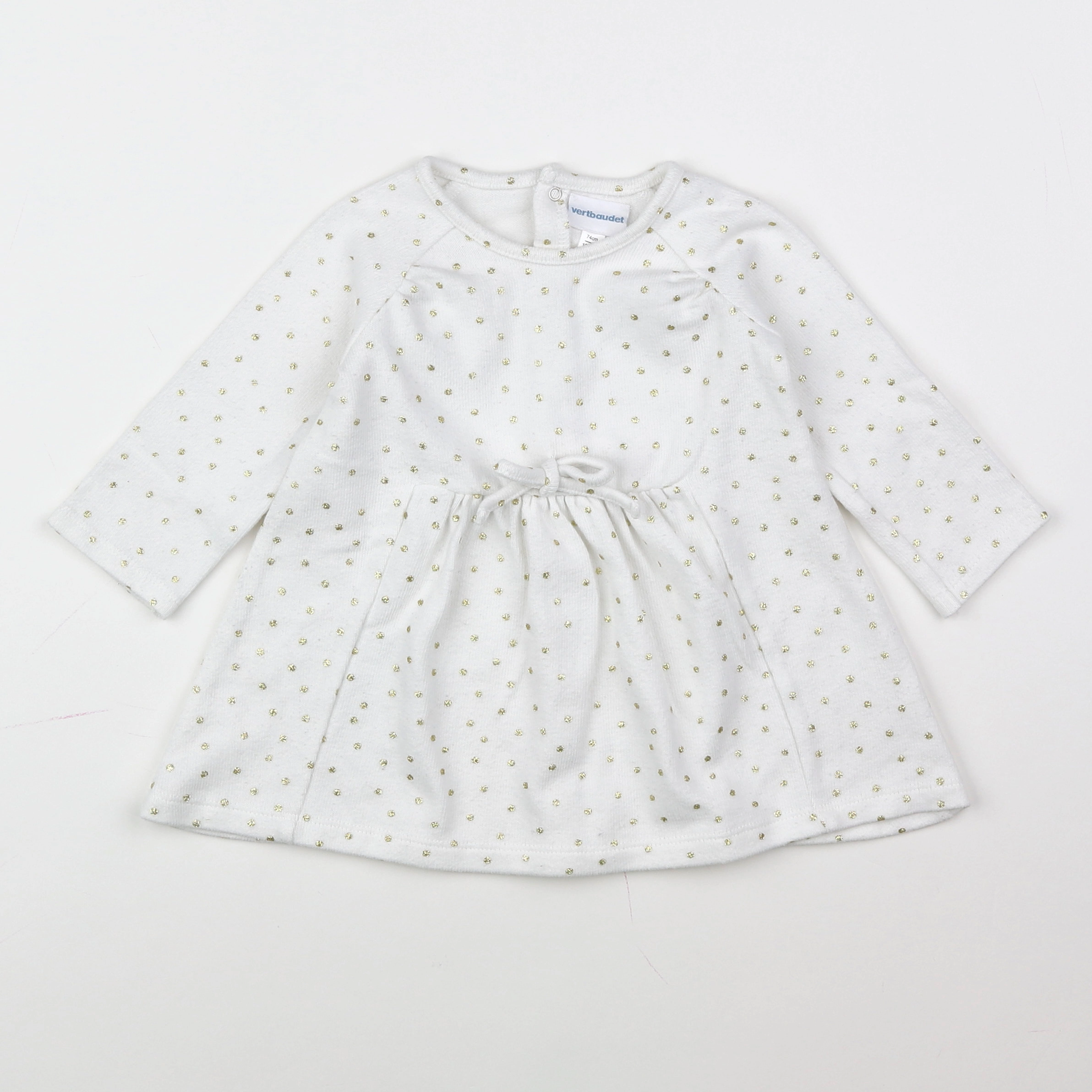 Vertbaudet - robe blanc, or - 12 mois
