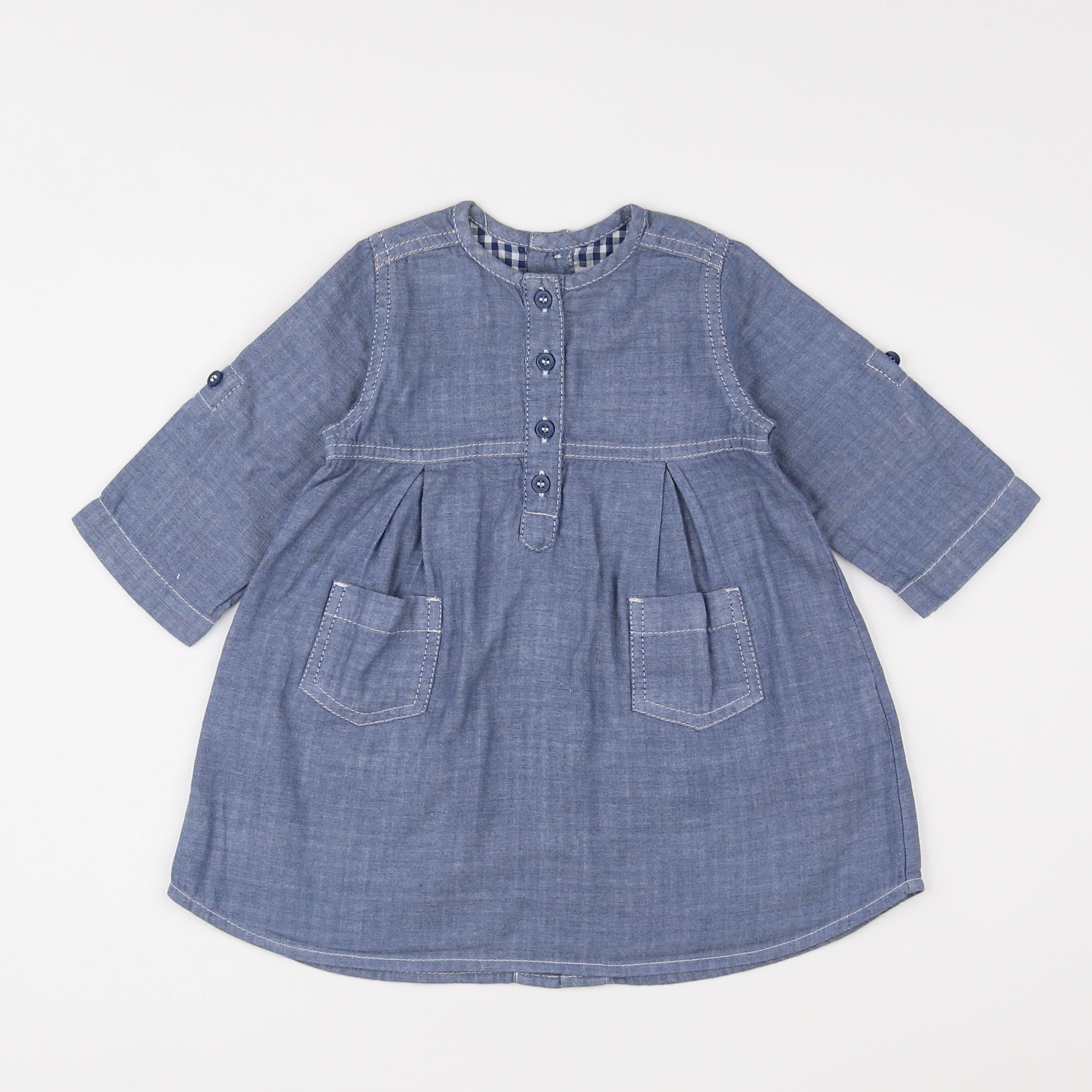 Petit Bateau - robe bleu - 12 mois