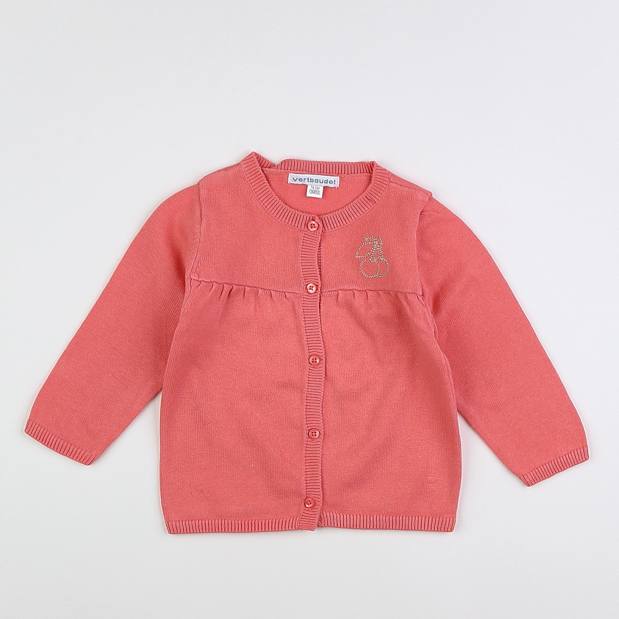 Vertbaudet - gilet rose - 12 mois