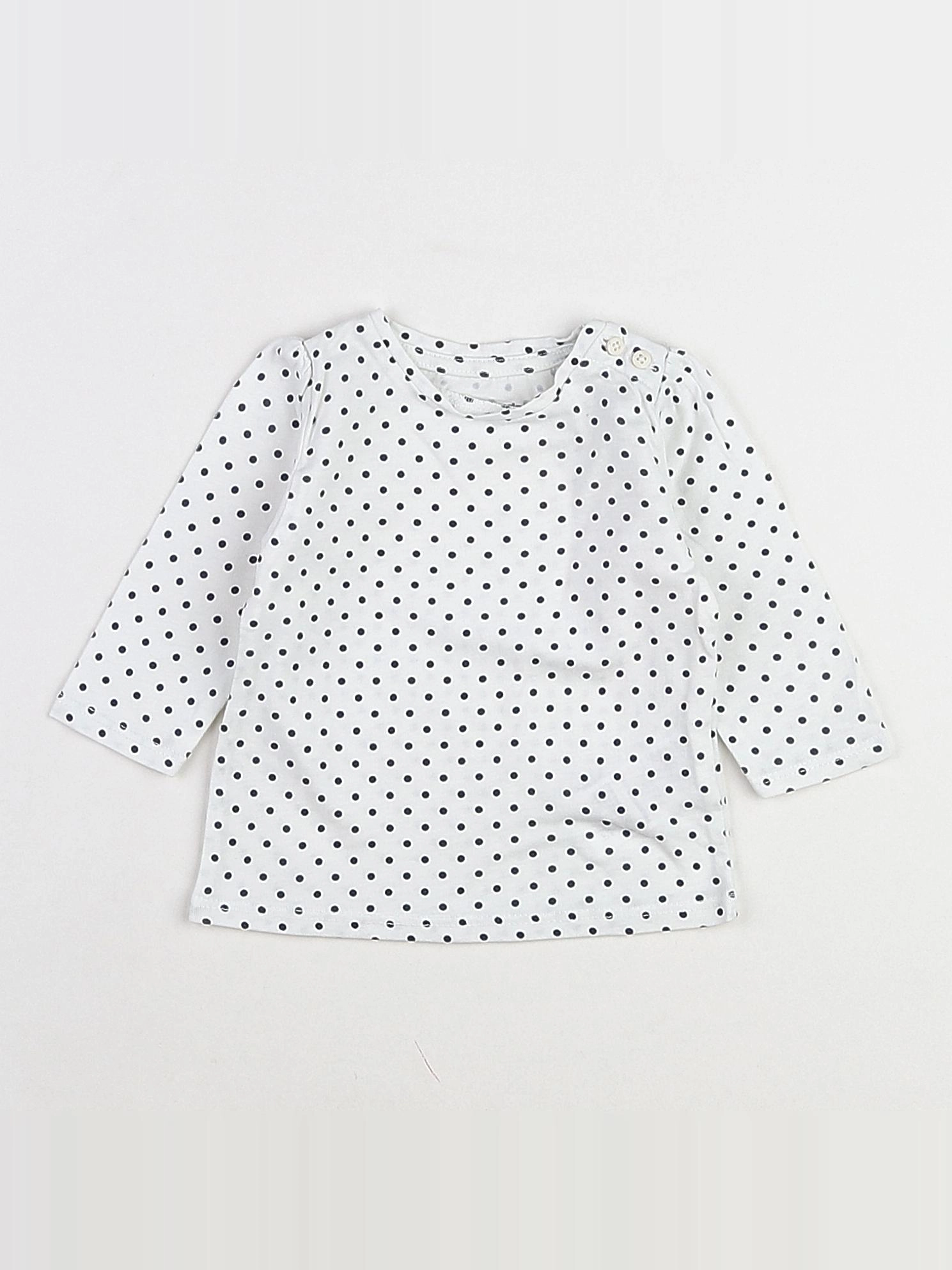 Vertbaudet - tee-shirt blanc, bleu - 3 mois