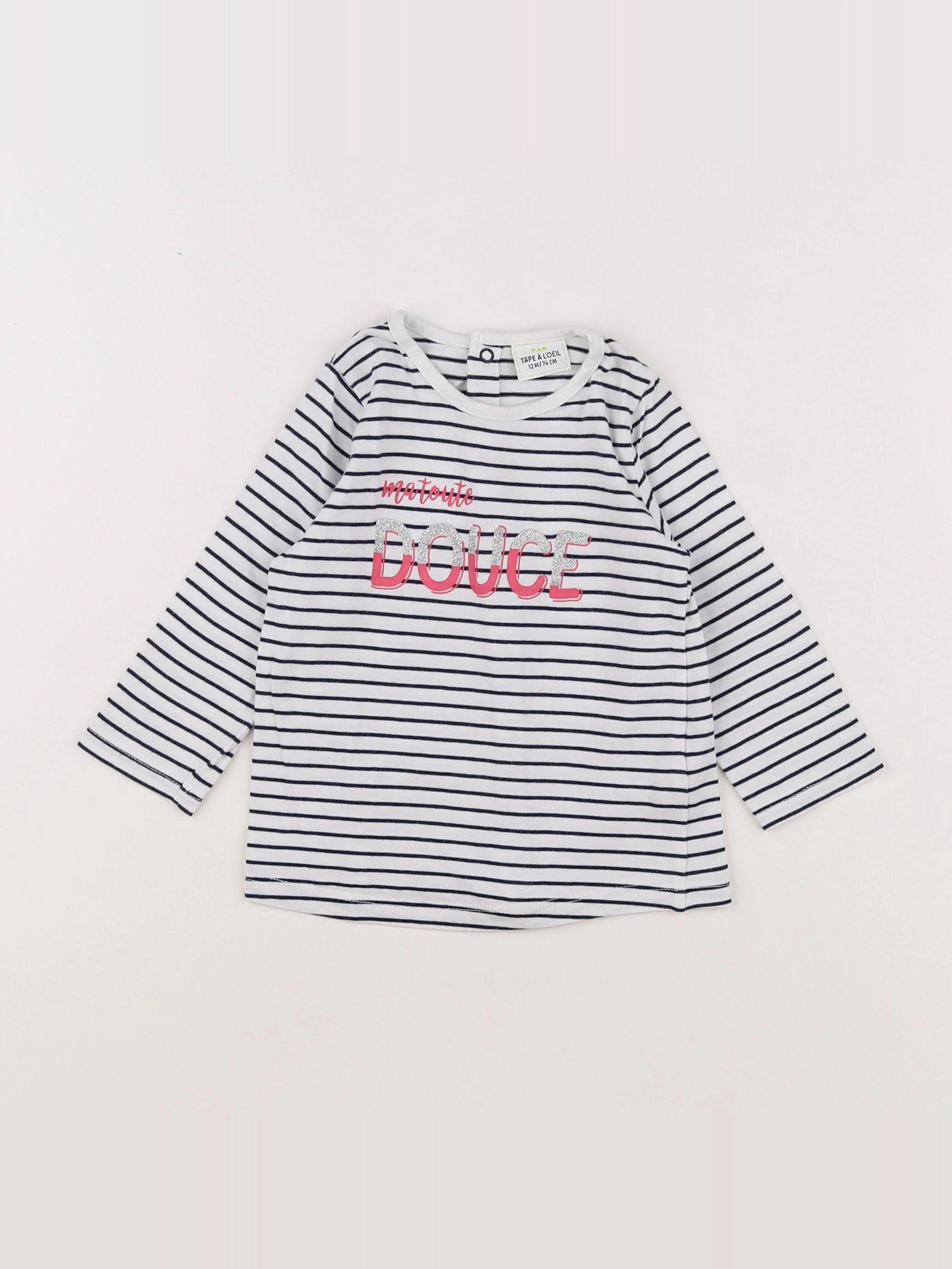 Tape à l'oeil - tee-shirt blanc, bleu - 12 mois