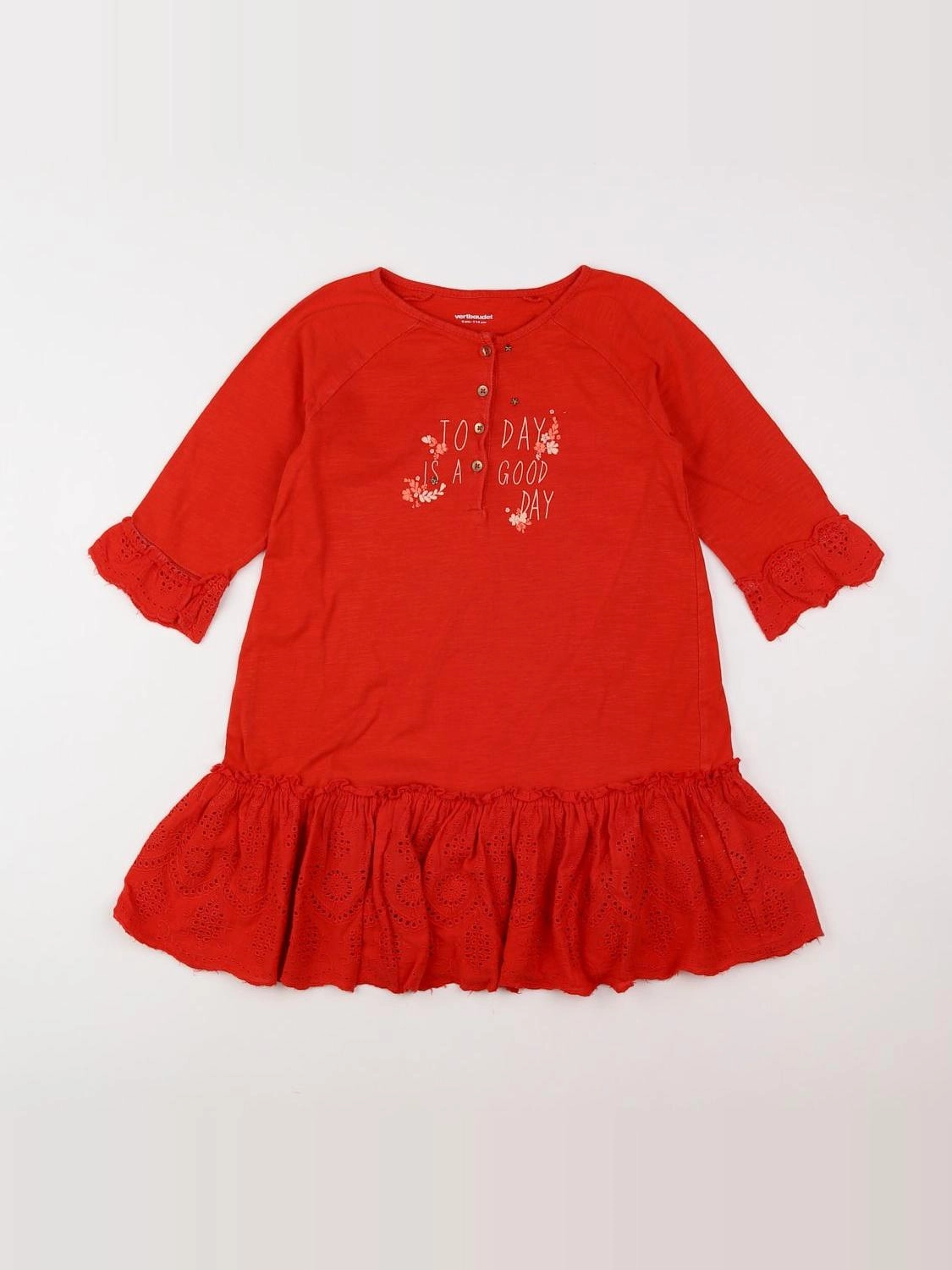 Vertbaudet - robe rouge, multicolore - 6 ans