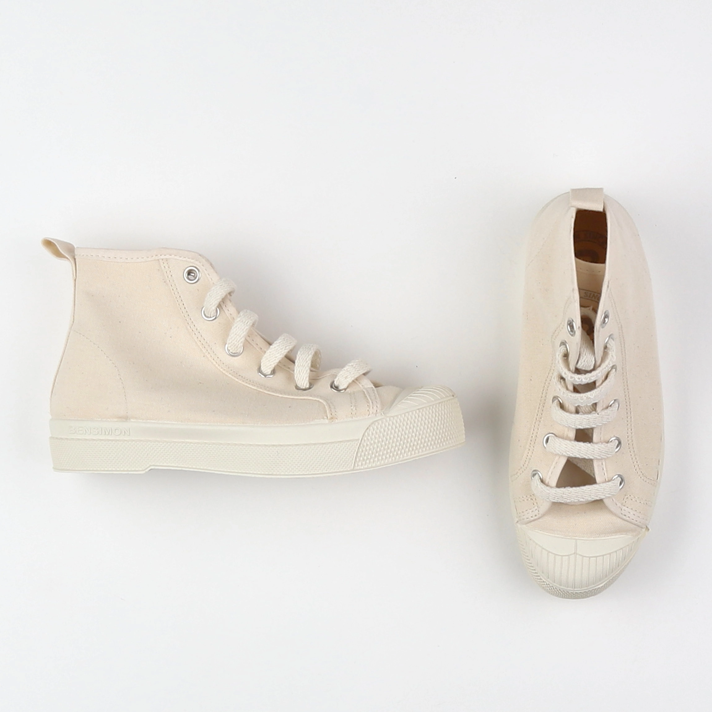 Bensimon - tennis à scratch/ lacets beige (neuf) - pointure 34