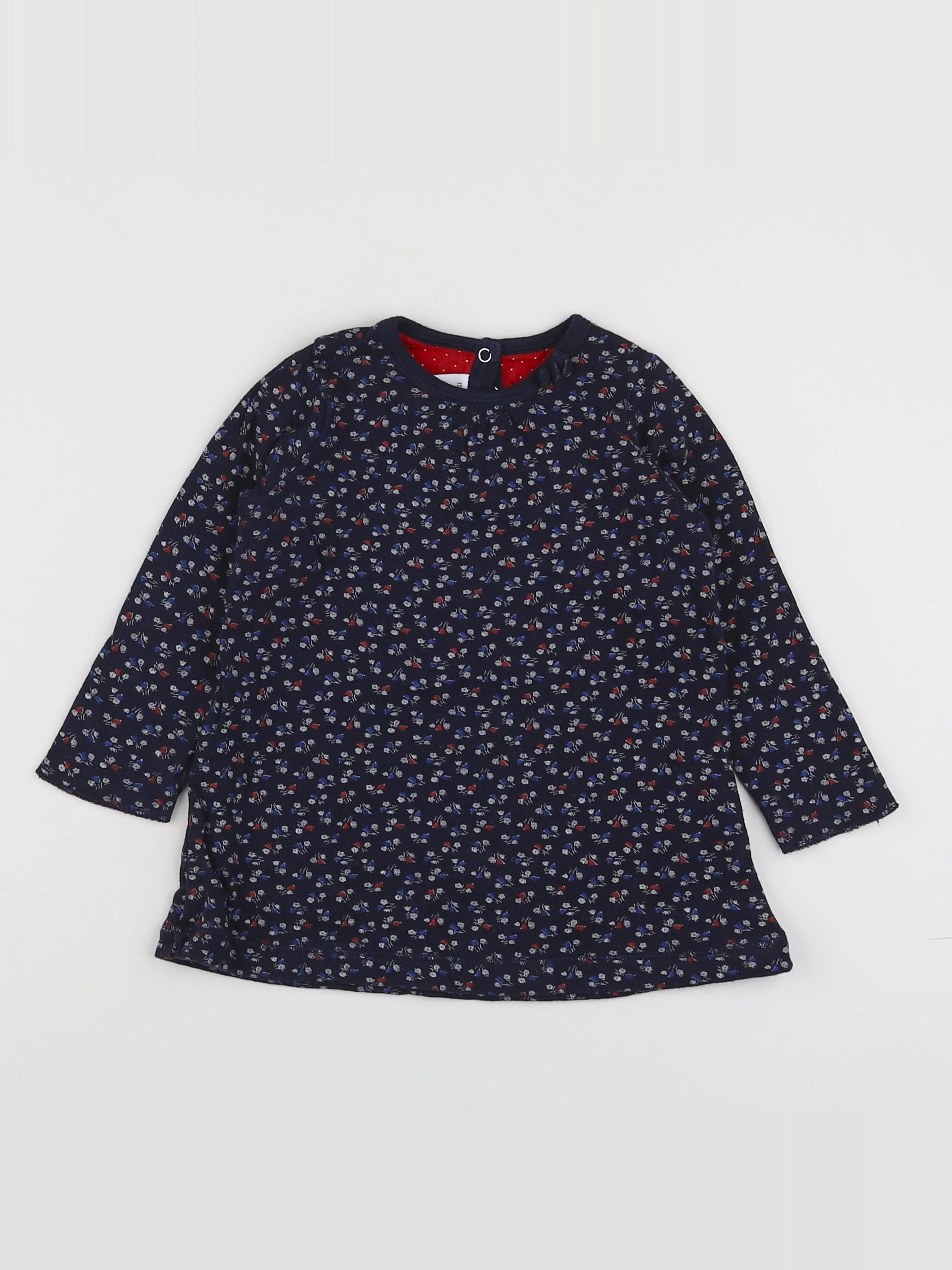 Petit Bateau - robe bleu, rouge - 12 mois