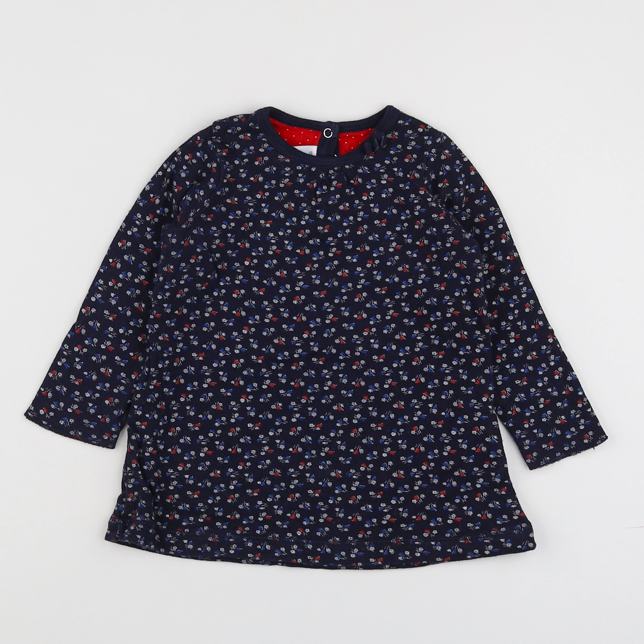 Petit Bateau - robe bleu, rouge - 12 mois