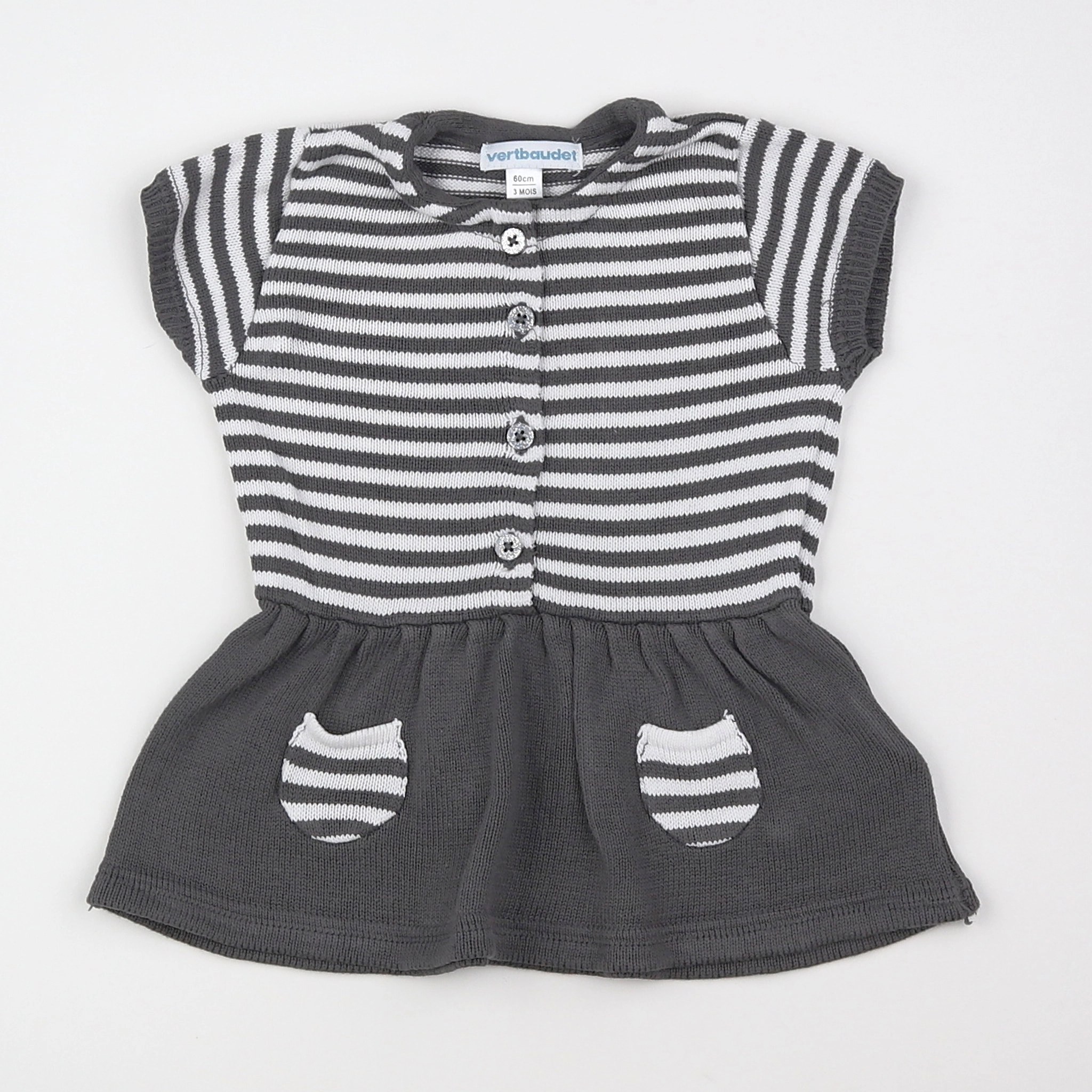 Vertbaudet - robe gris - 3 mois