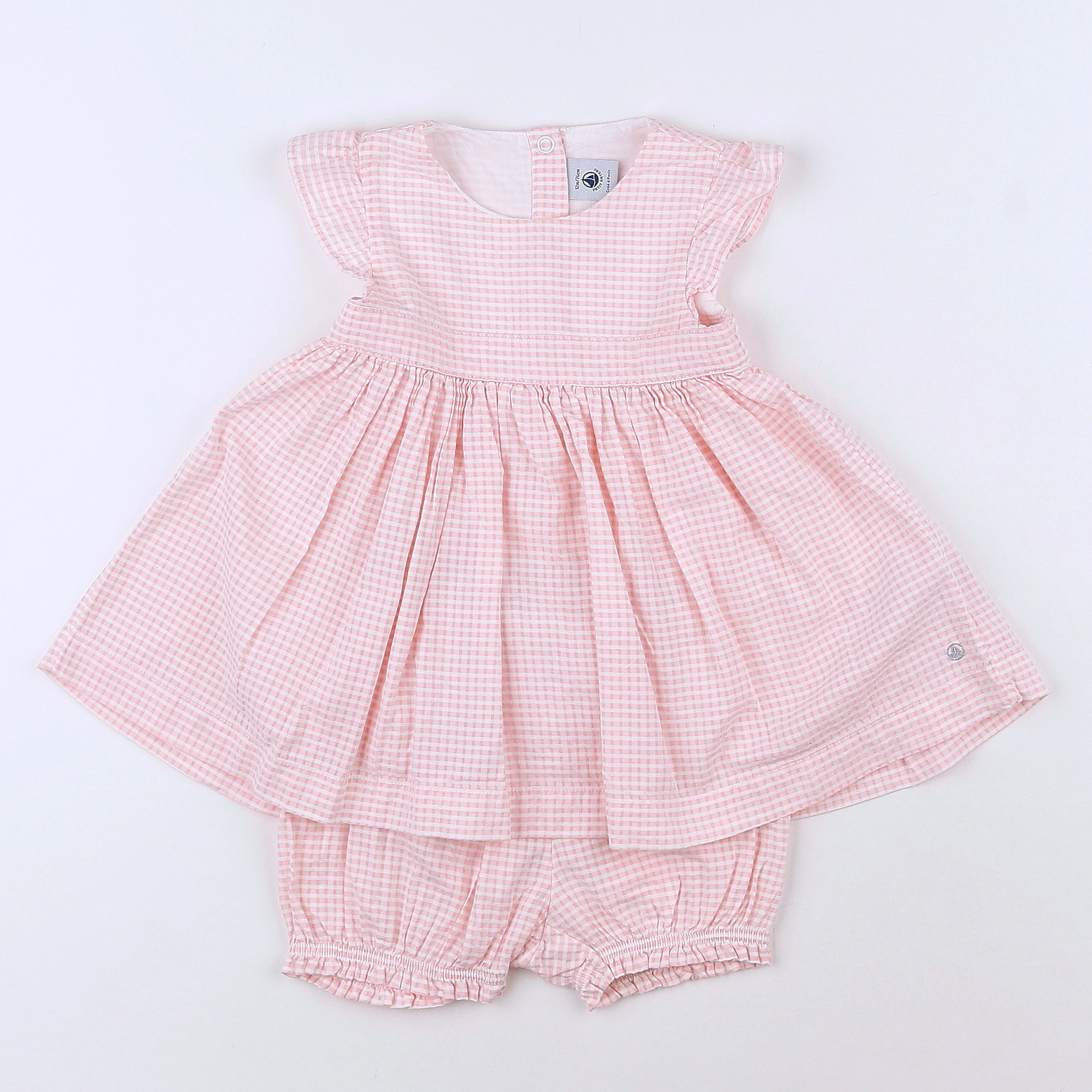 Petit Bateau - ensemble blanc, rose - 12 mois