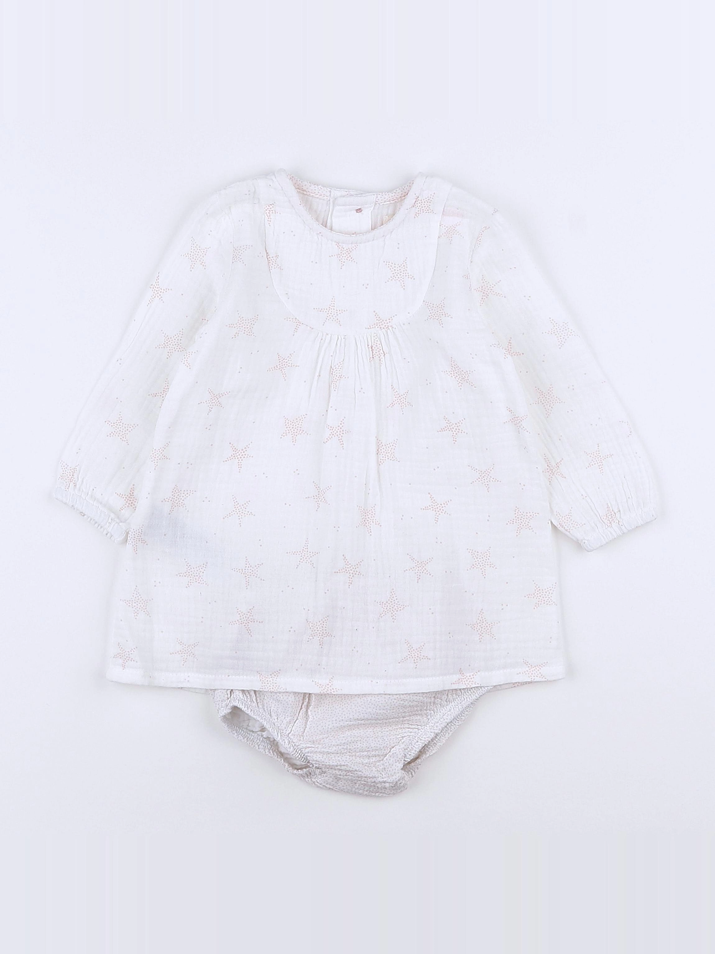 Mango - robe blanc, rose - 9/12 mois