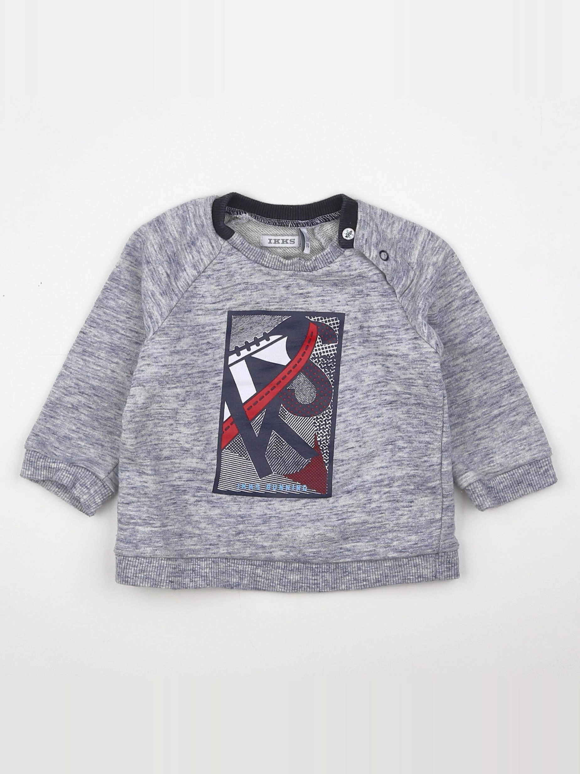 IKKS - sweat bleu, gris - 12 mois