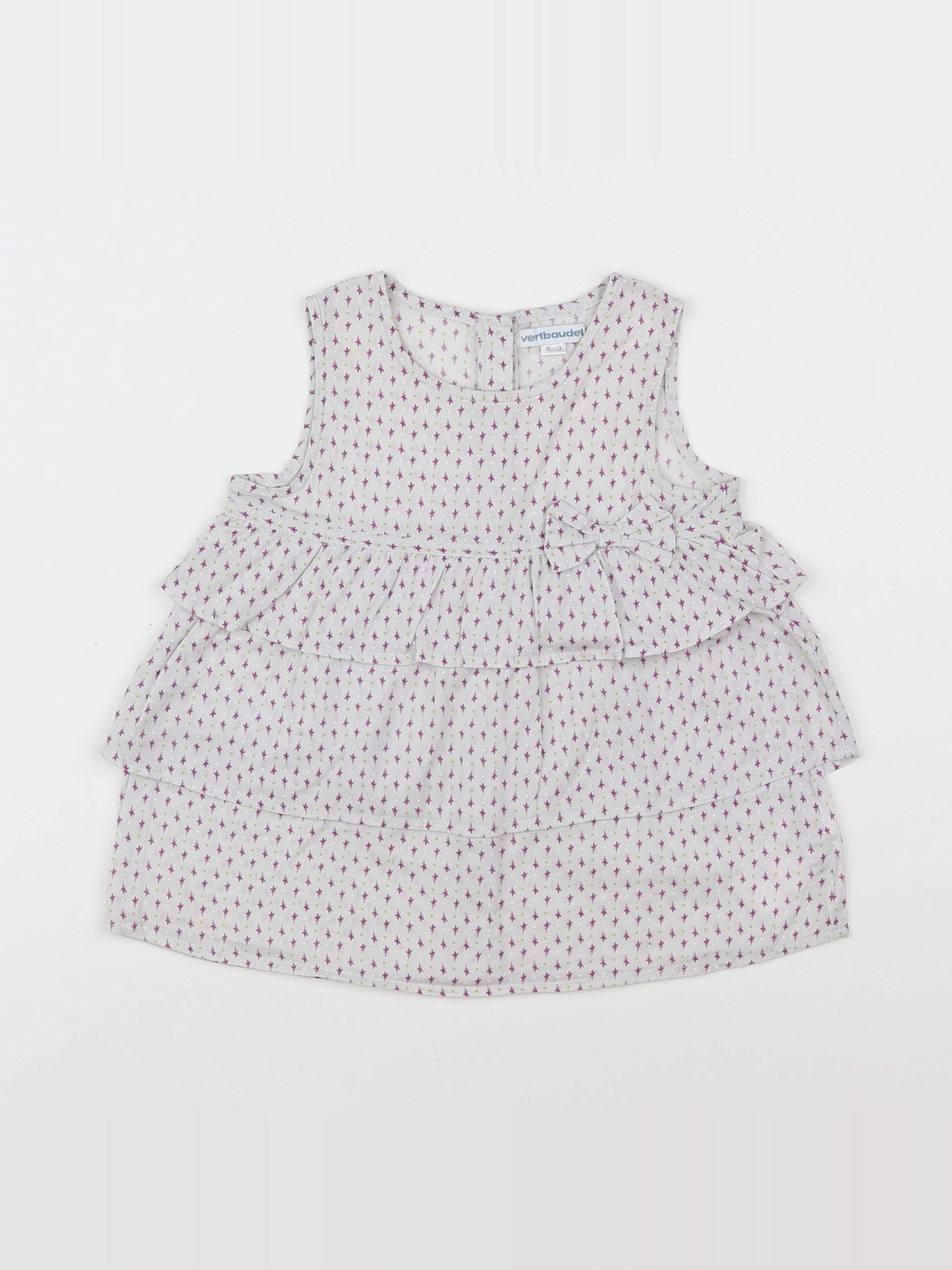 Vertbaudet - robe gris, violet - 2 ans