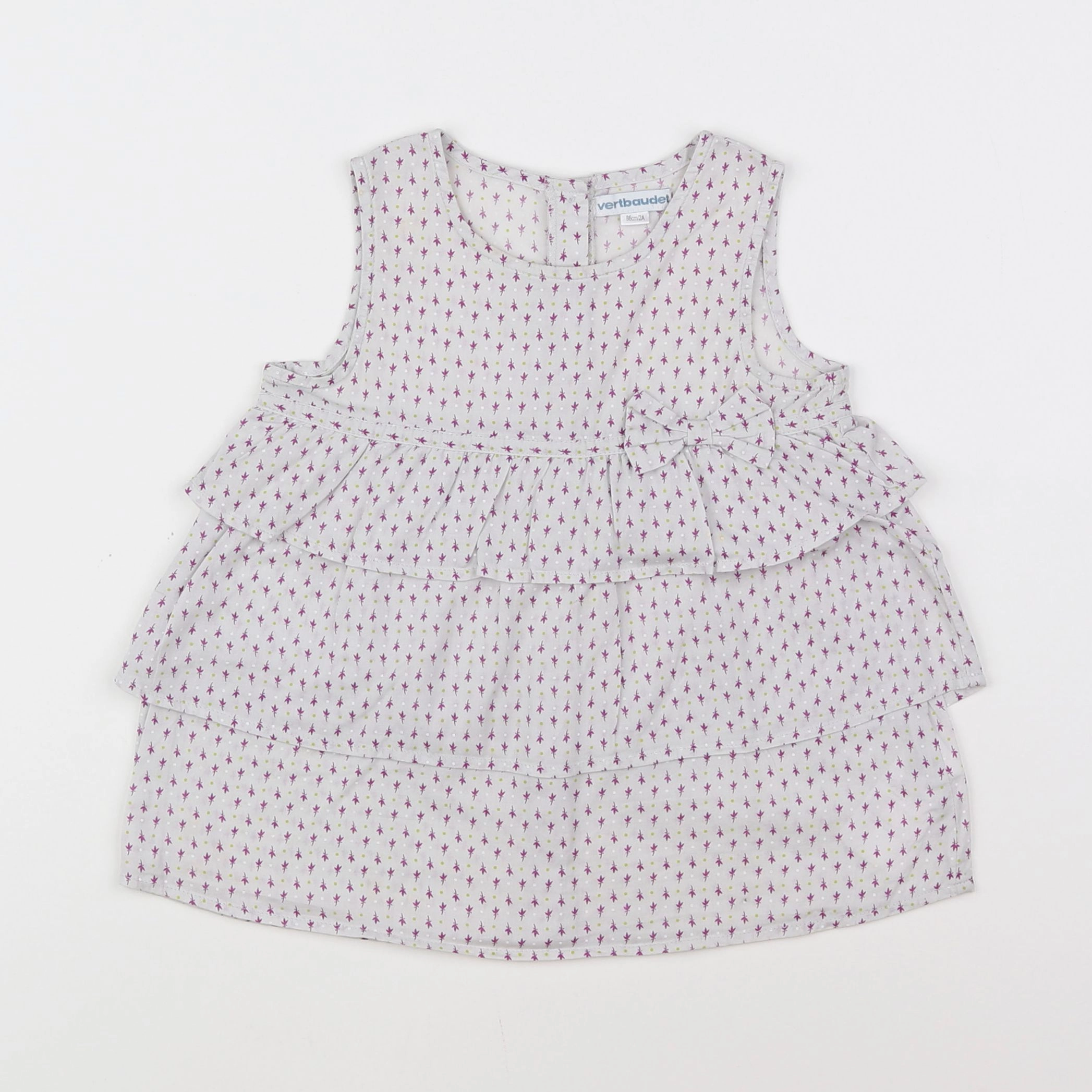 Vertbaudet - robe gris, violet - 2 ans