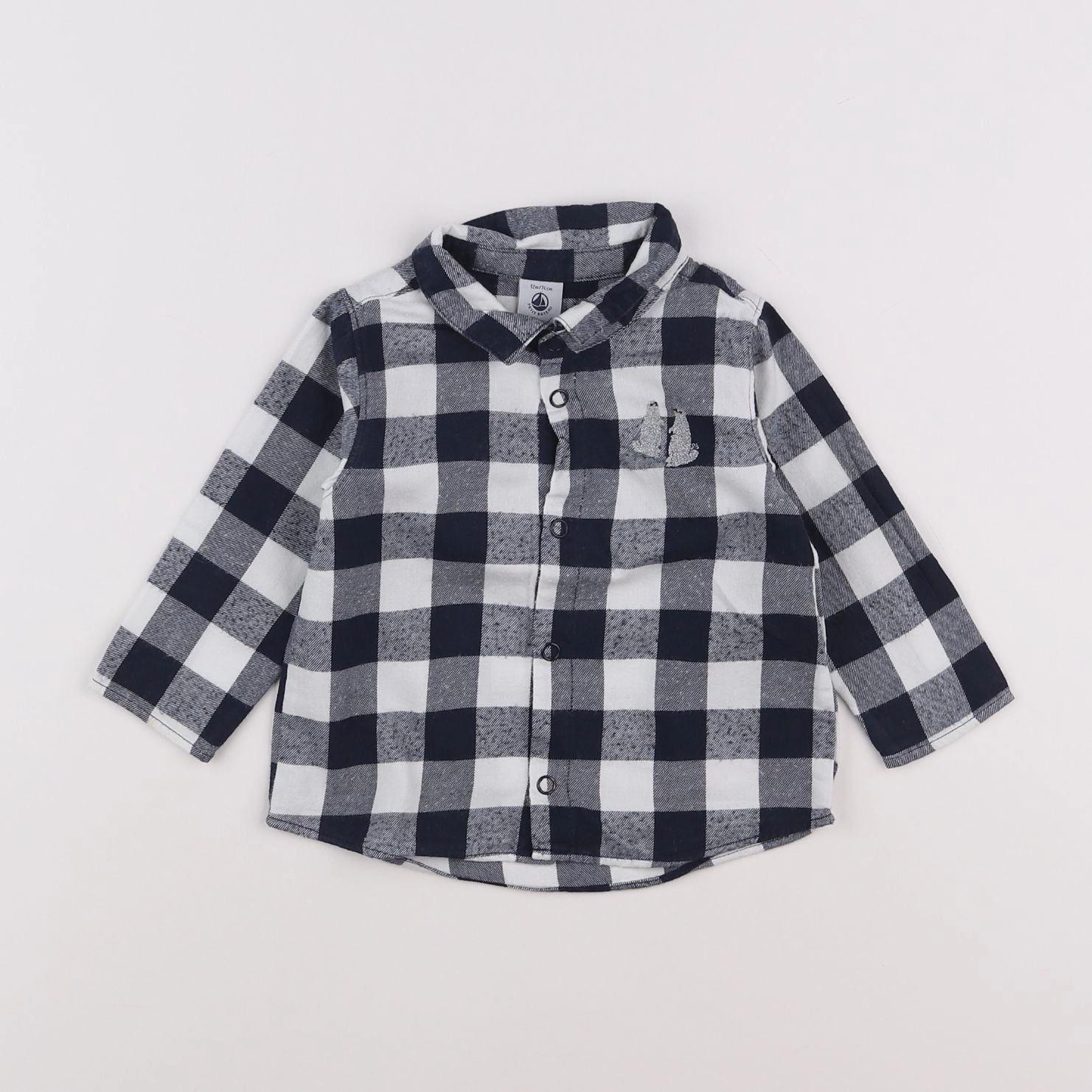 Petit Bateau - chemise bleu - 12 mois