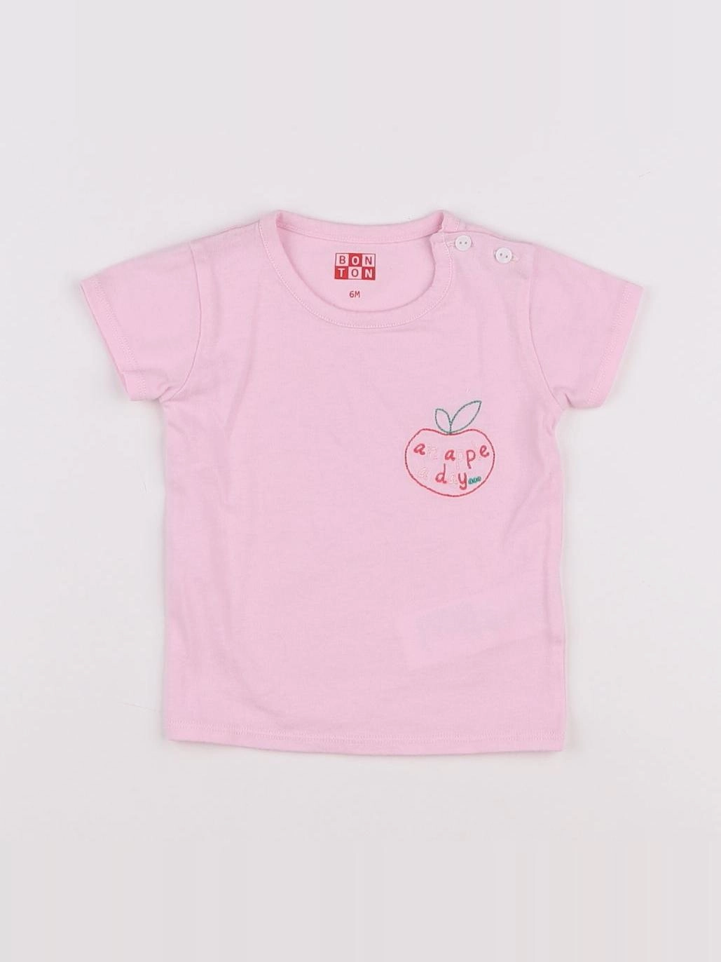 Bonton - tee-shirt rose - 6 mois