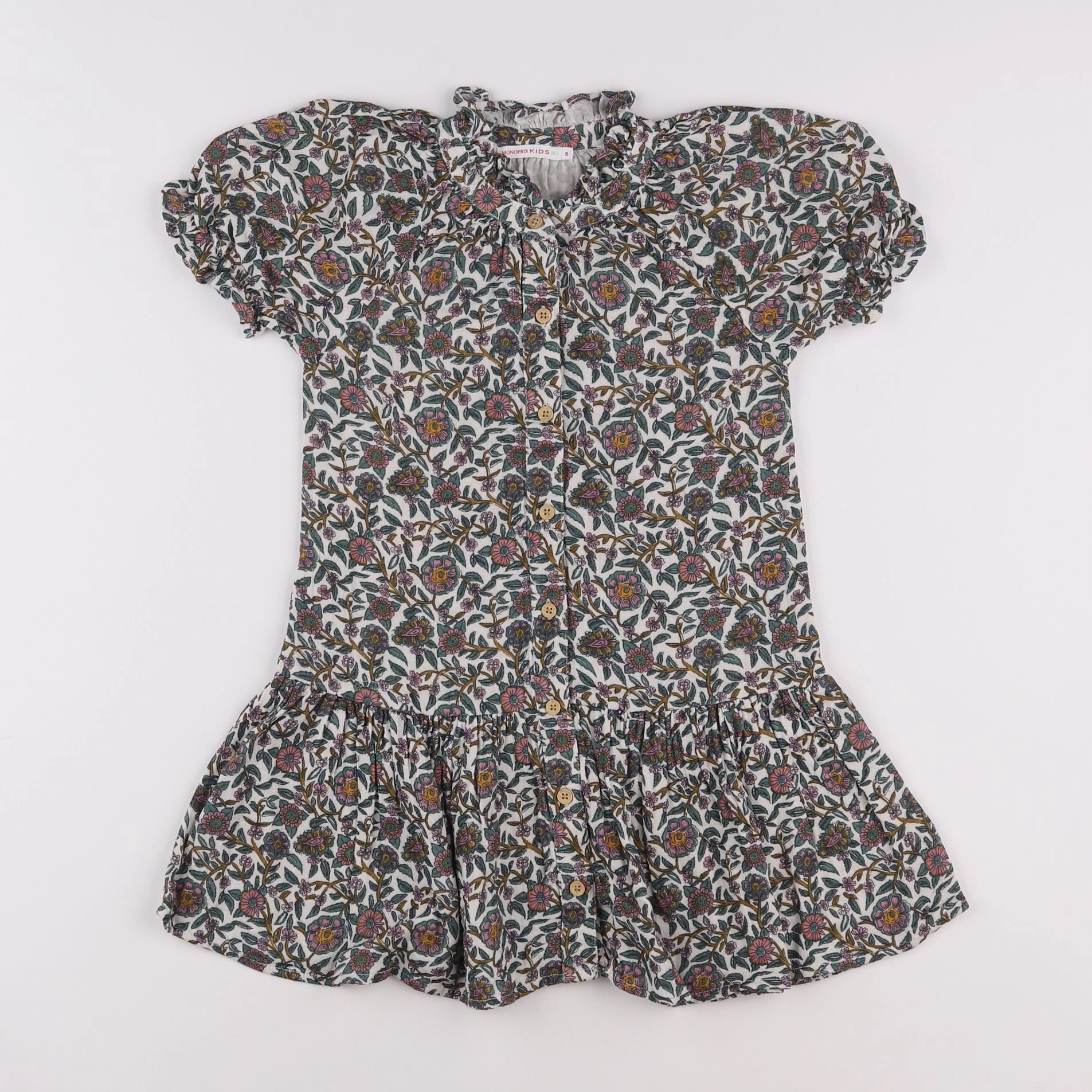 Monoprix - robe vert - 5 ans