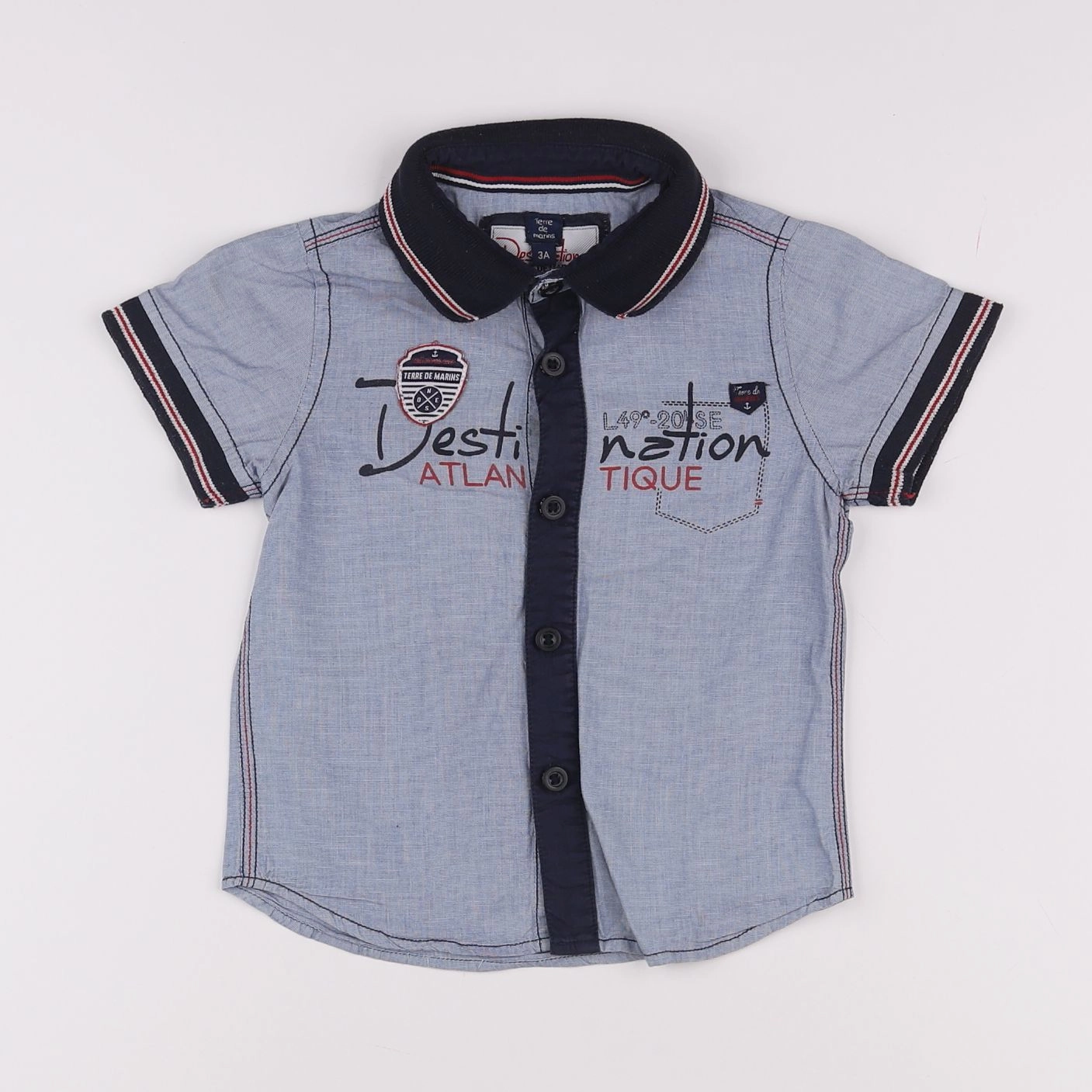 Terre de marins - chemise bleu - 3 ans