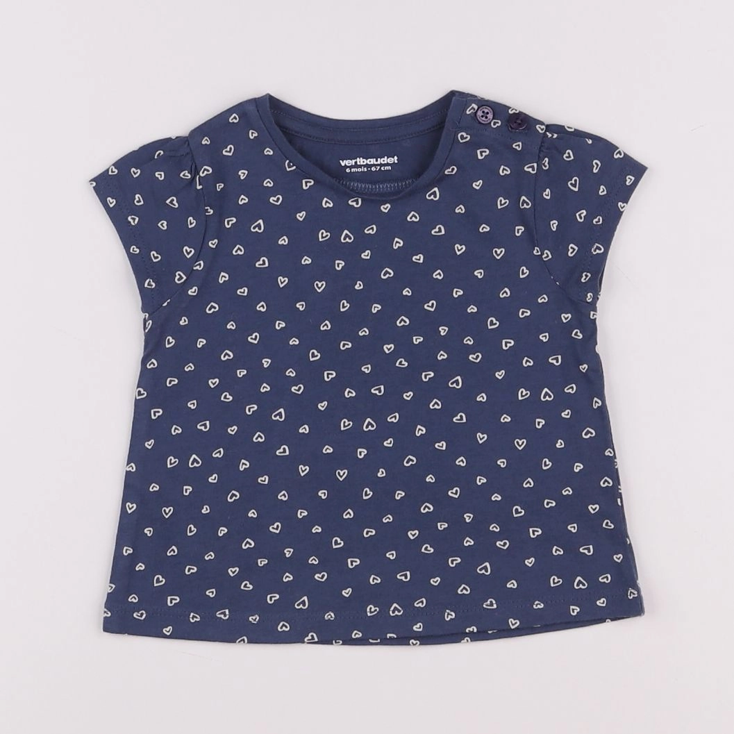 Vertbaudet - tee-shirt bleu - 6 mois