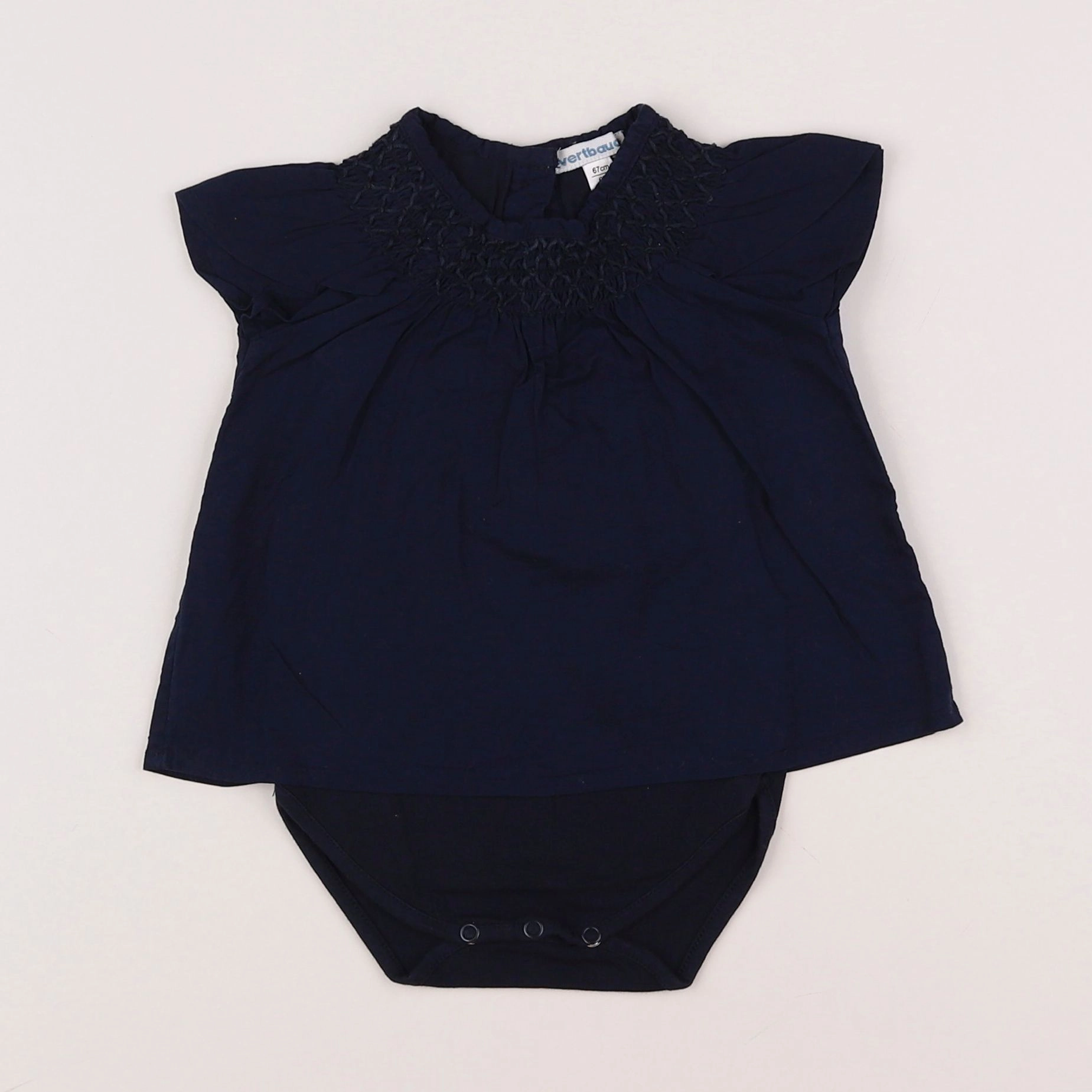 Vertbaudet - body robe bleu - 6 mois