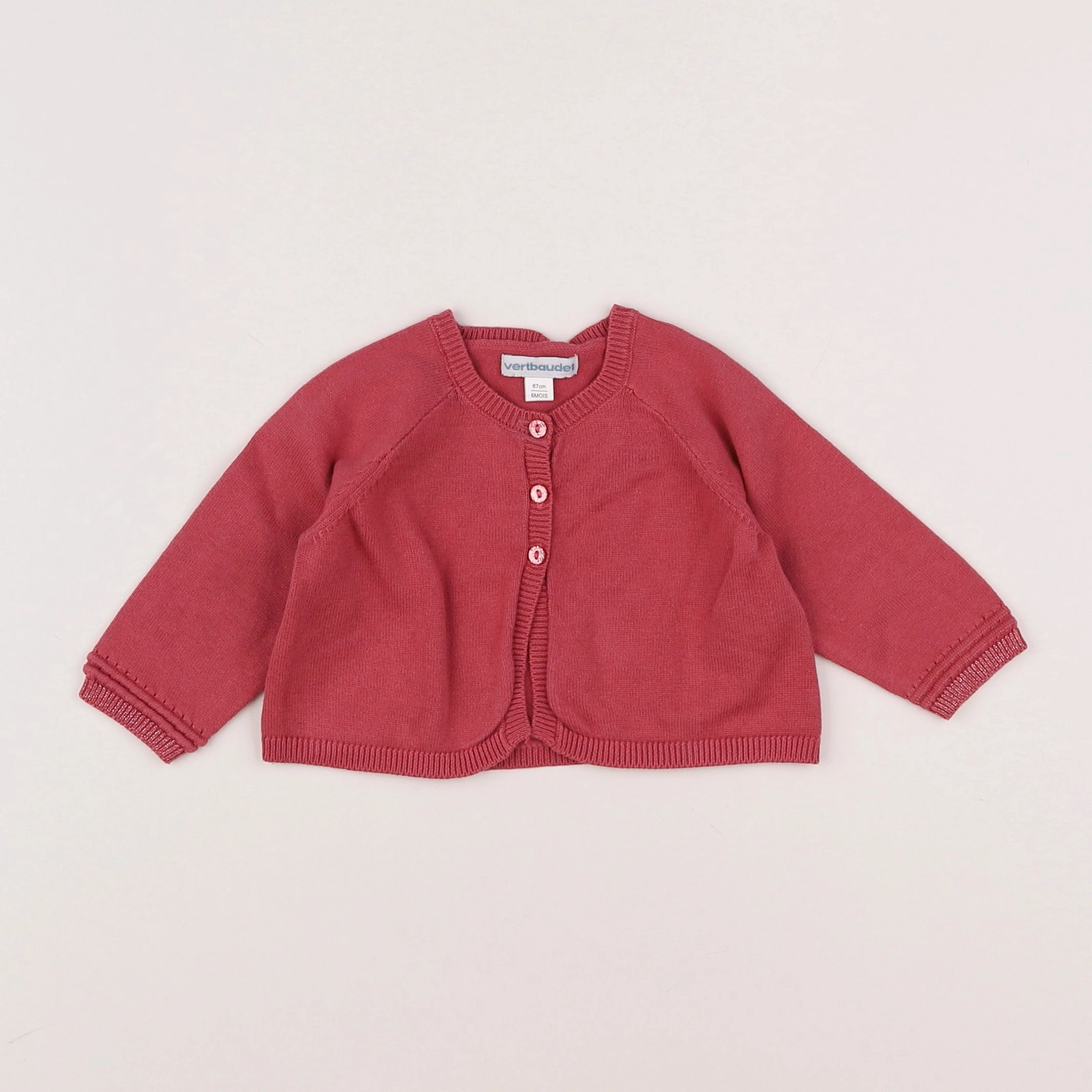 Vertbaudet - gilet rose - 6 mois