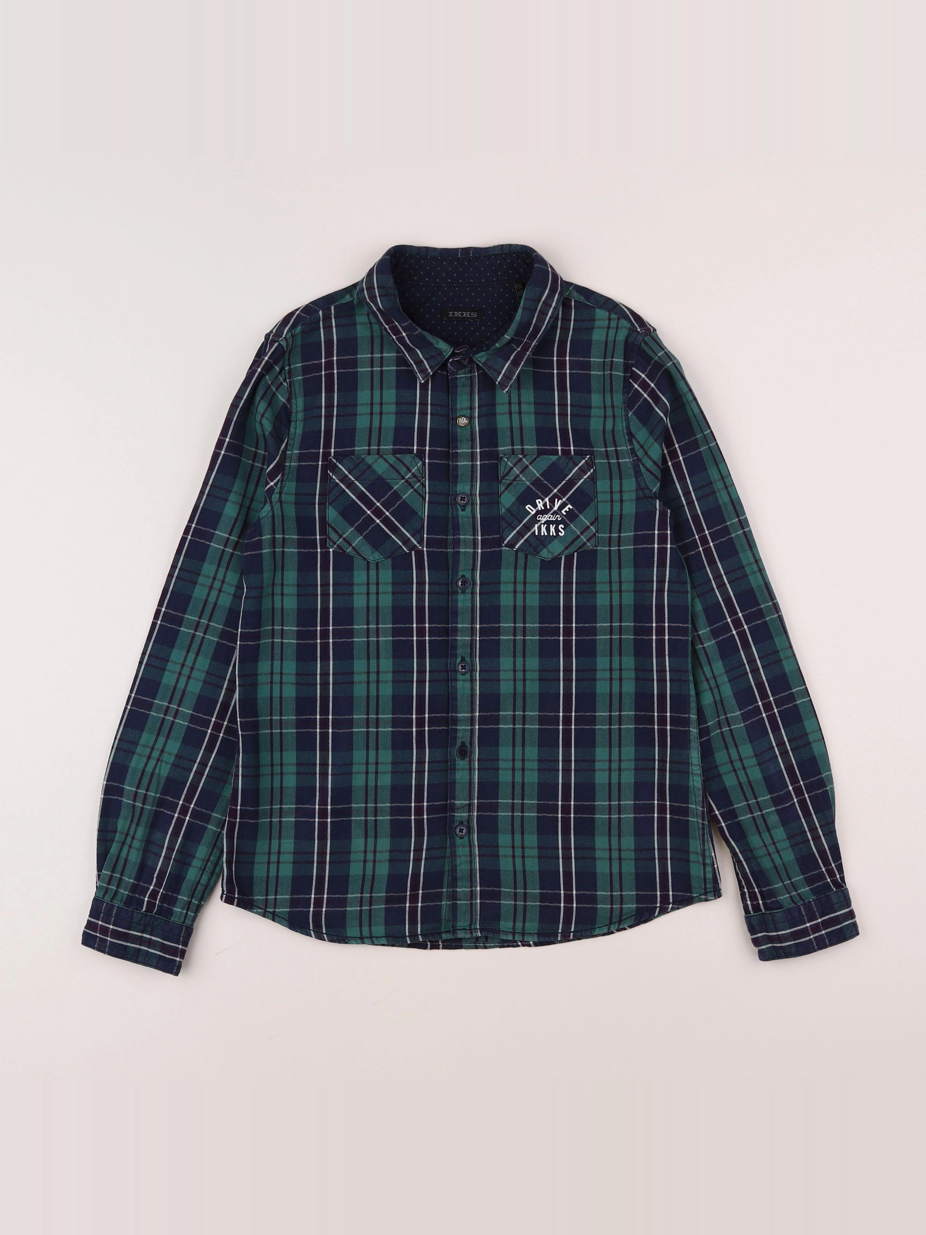 IKKS - chemise vert, bleu - 10 ans