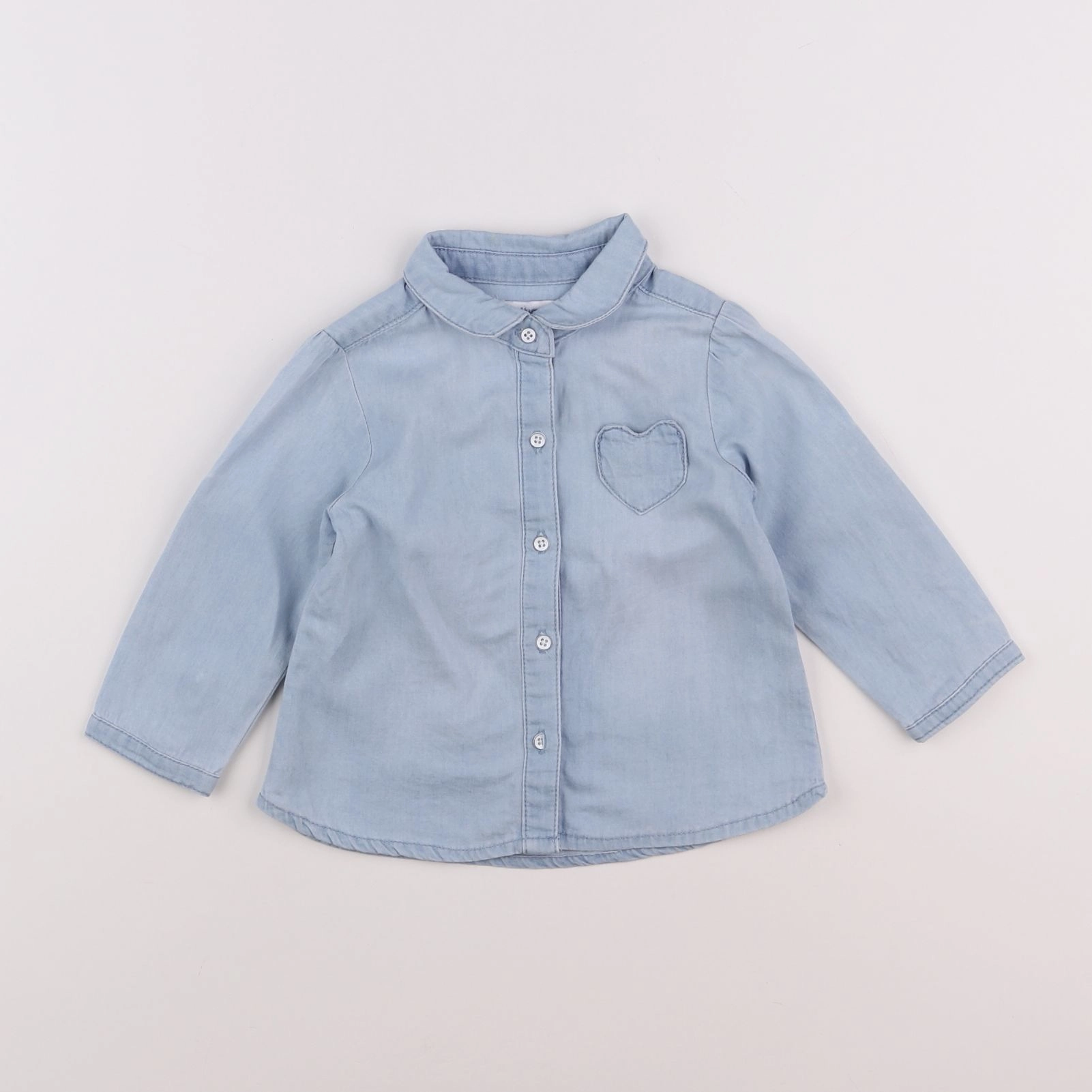 Vertbaudet - chemise bleu - 12 mois