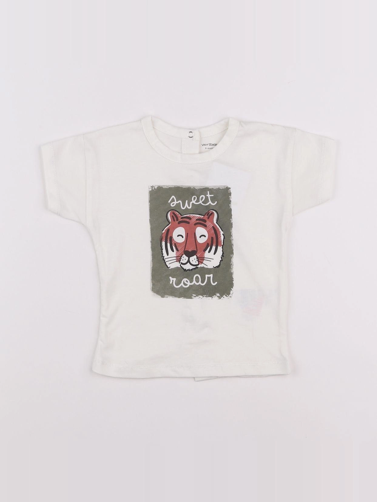 Vertbaudet - tee-shirt beige, vert - 9 mois