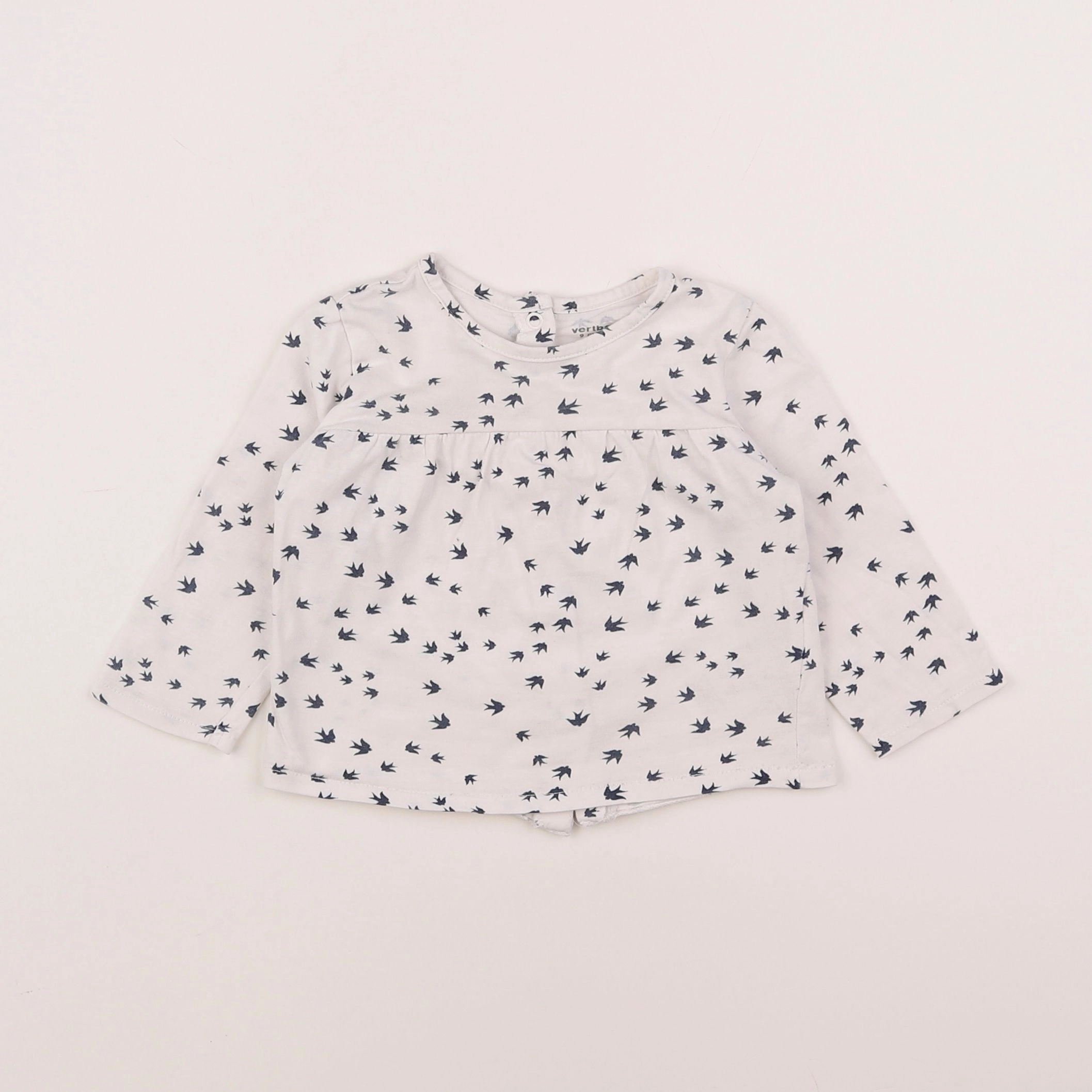 Vertbaudet - tee-shirt blanc, bleu - 12 mois