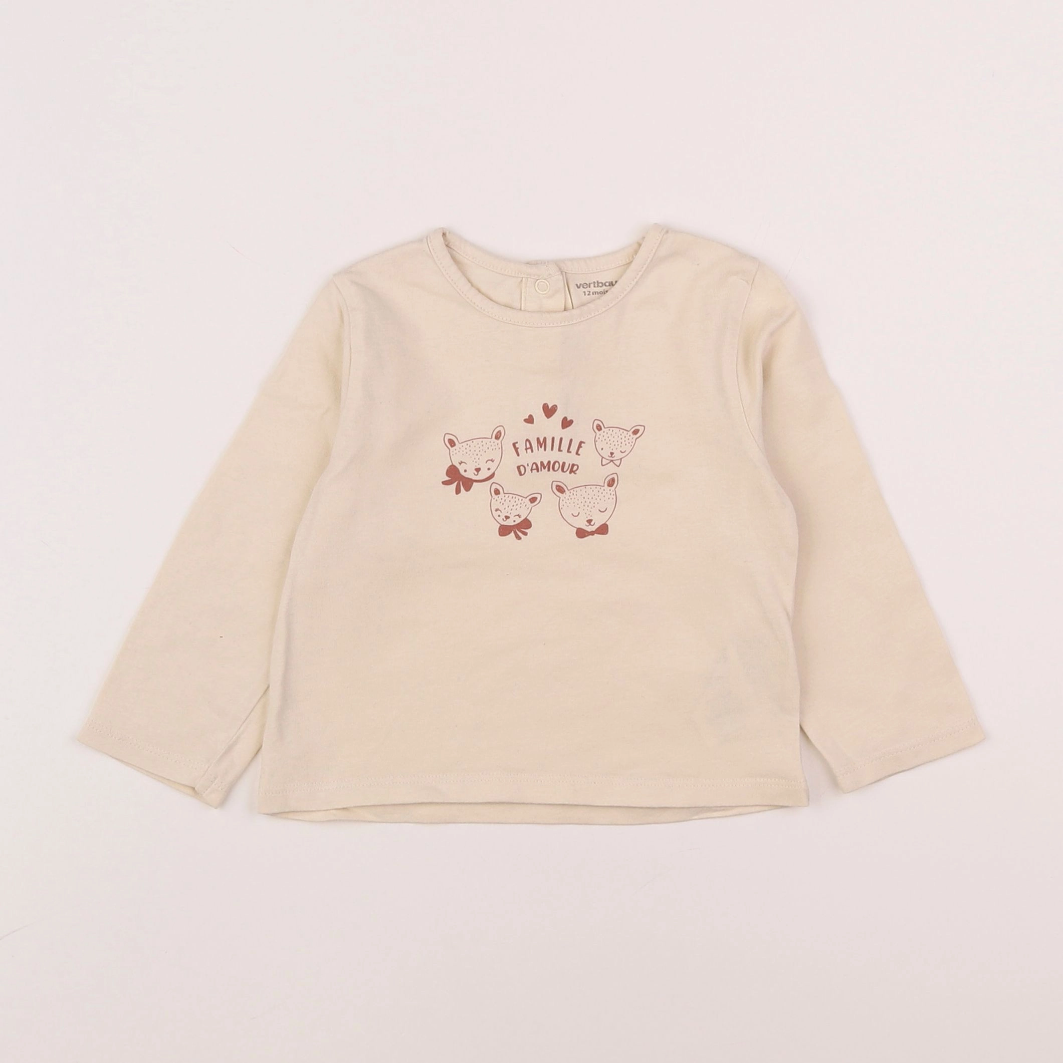 Vertbaudet - tee-shirt beige - 12 mois